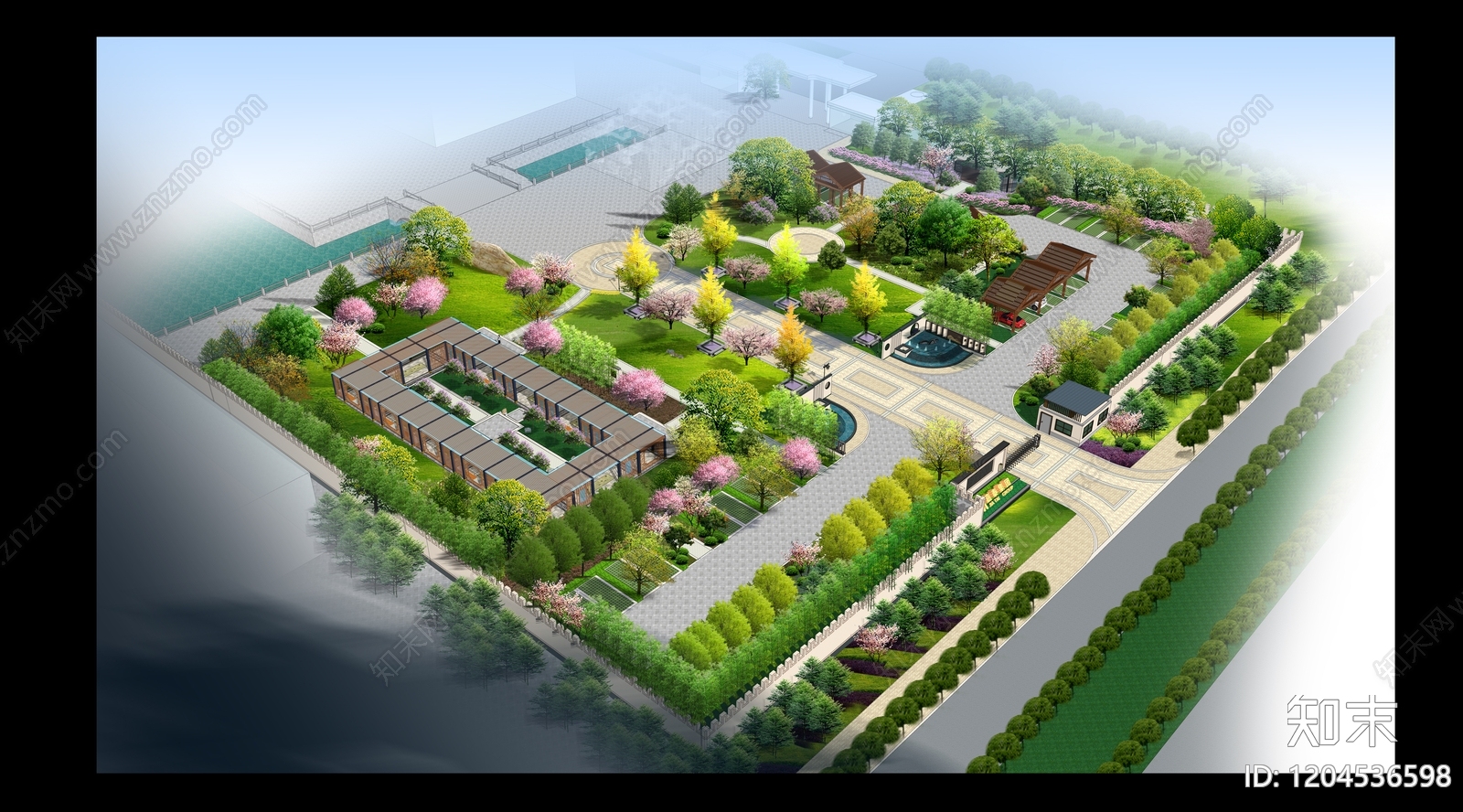 现代新中式办公楼景观下载【ID:1204536598】