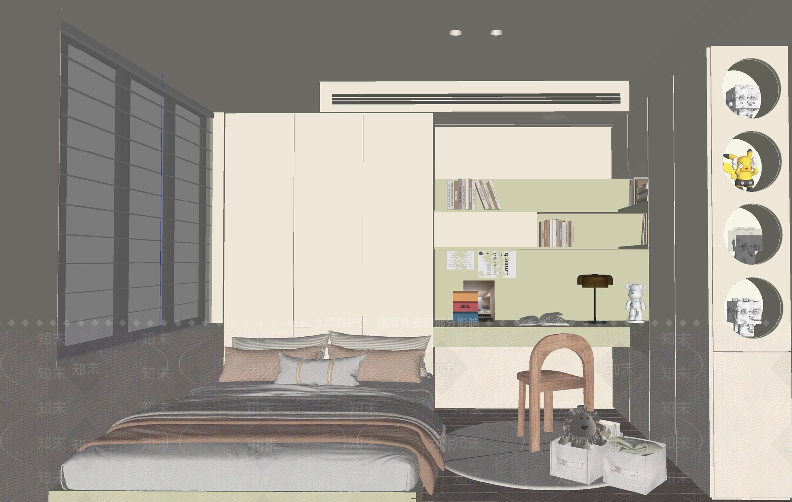 现代榻榻米卧室SU模型下载【ID:1204537954】