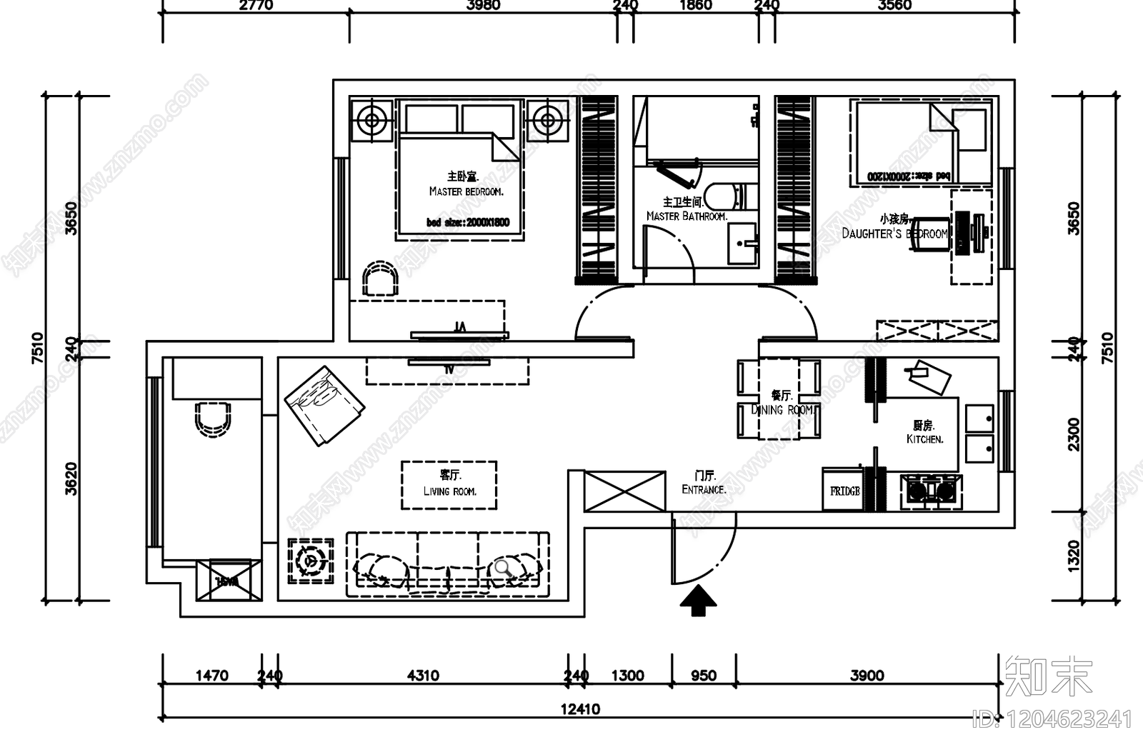 三居施工图下载【ID:1204623241】