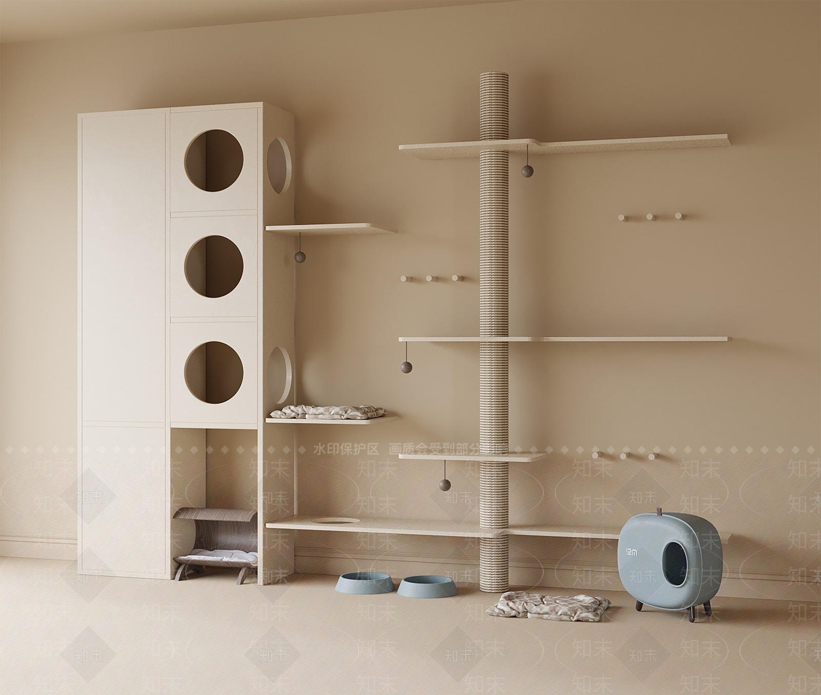 现代猫爬架3D模型下载【ID:1204546751】
