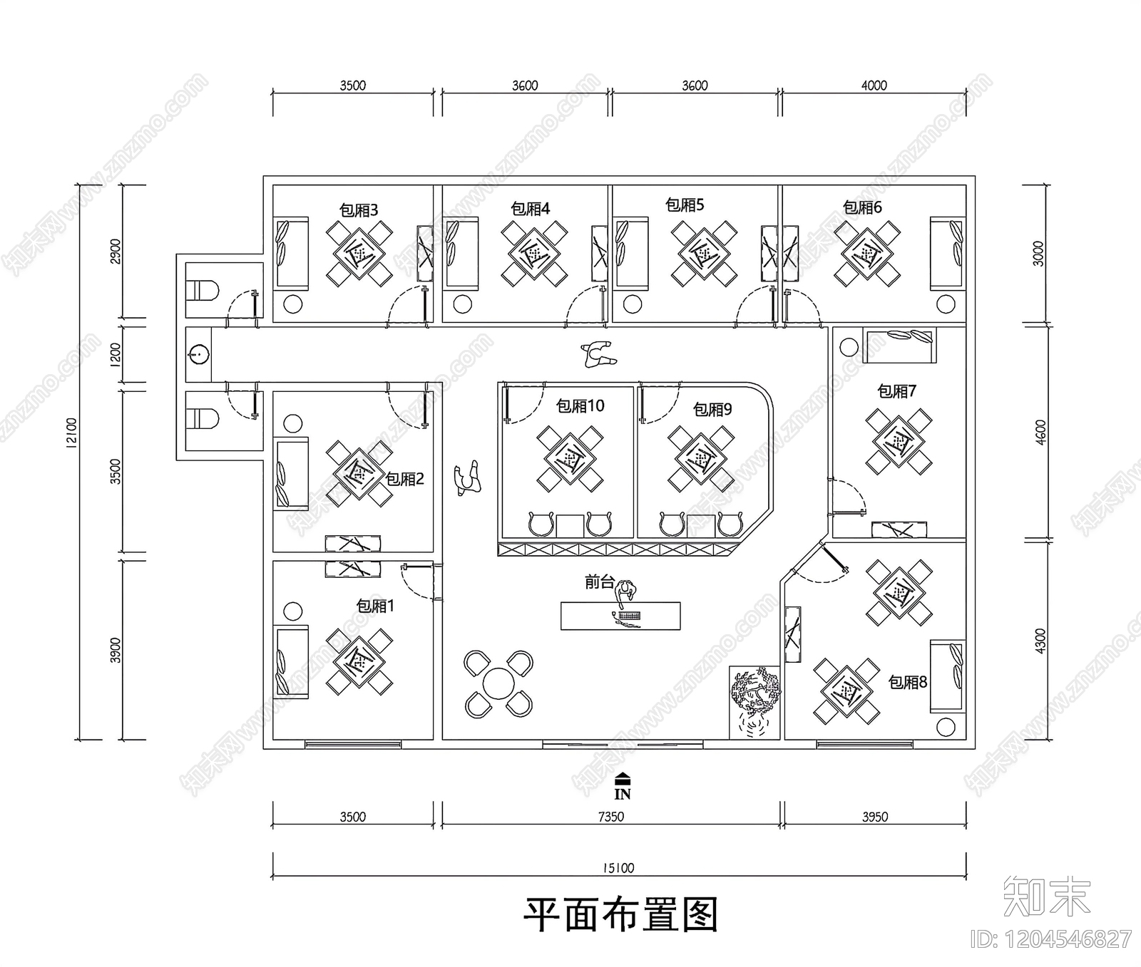 现代棋牌室cad施工图下载【ID:1204546827】