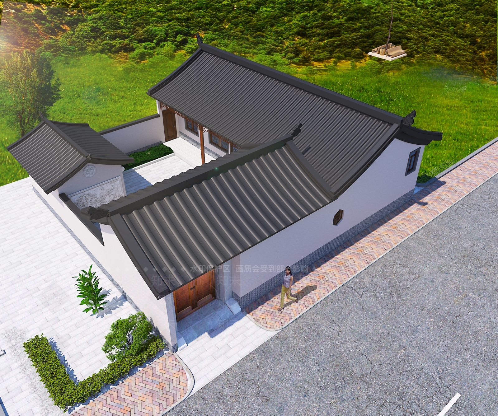 新中式四合院3D模型下载【ID:1204548411】