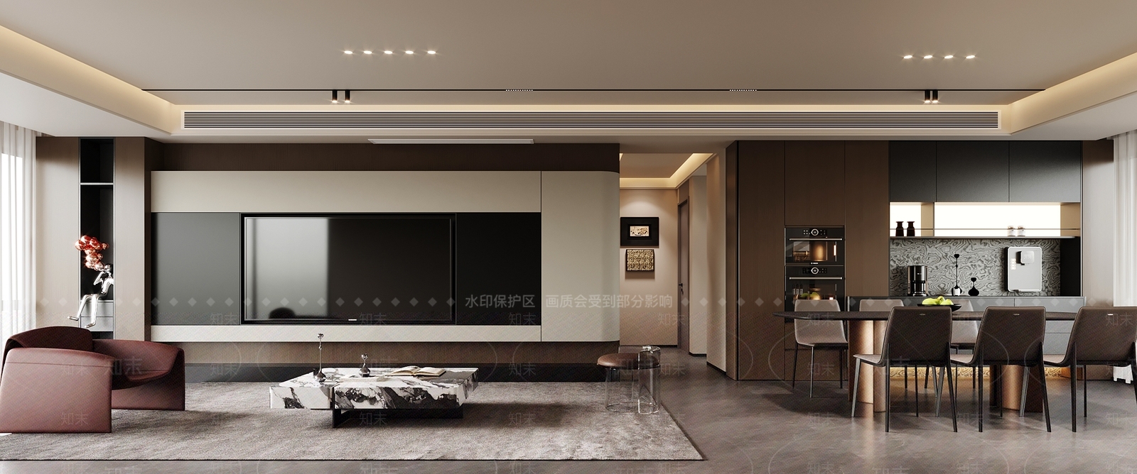 现代客餐厅3D模型下载【ID:1204548683】