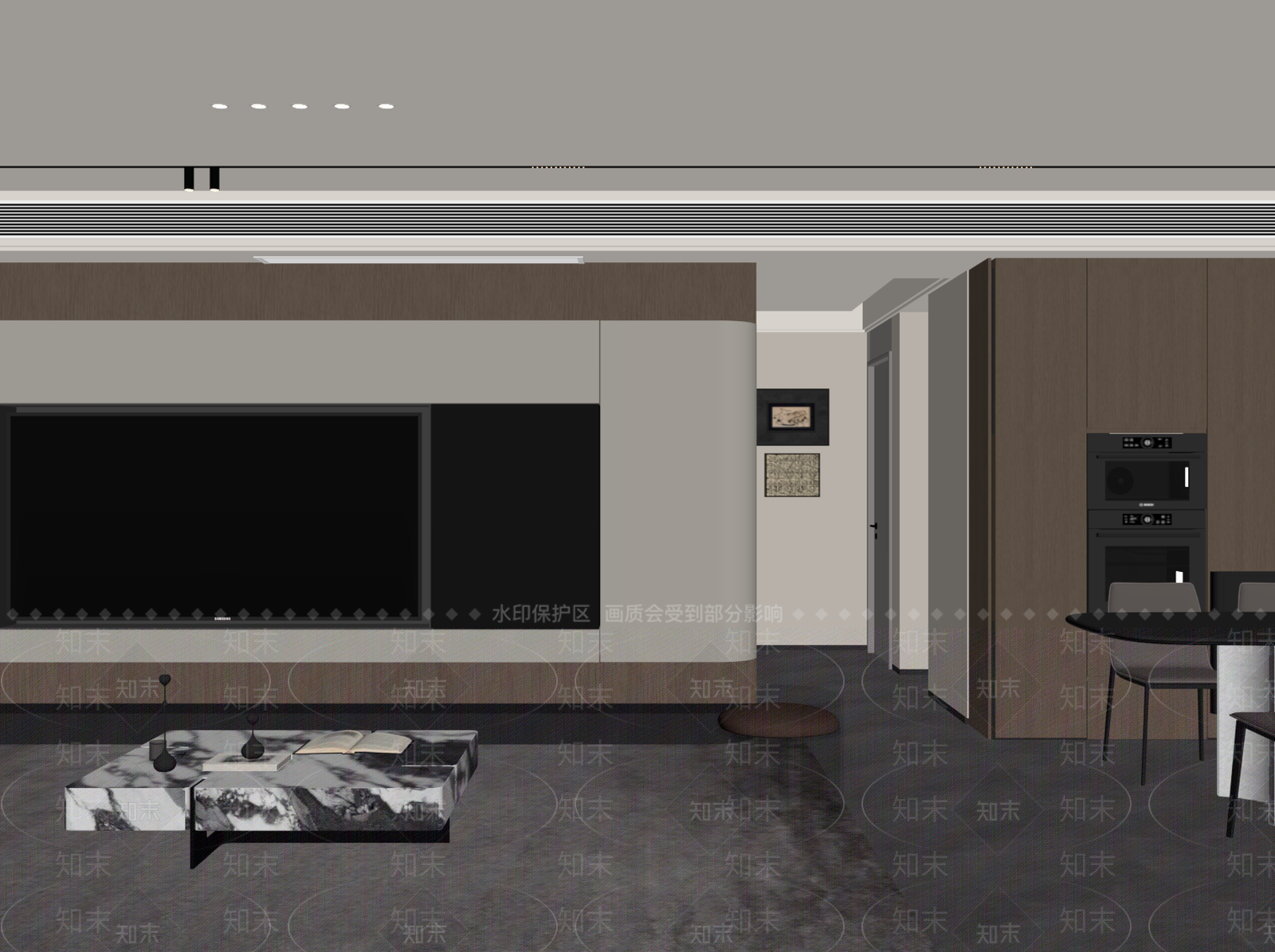 现代客餐厅SU模型下载【ID:1204548609】