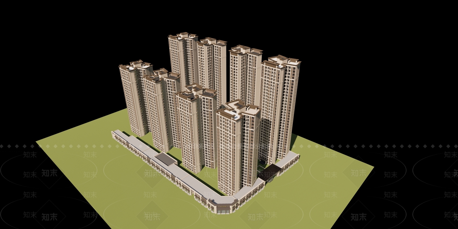 现代简约高层住宅SU模型下载【ID:1204549350】