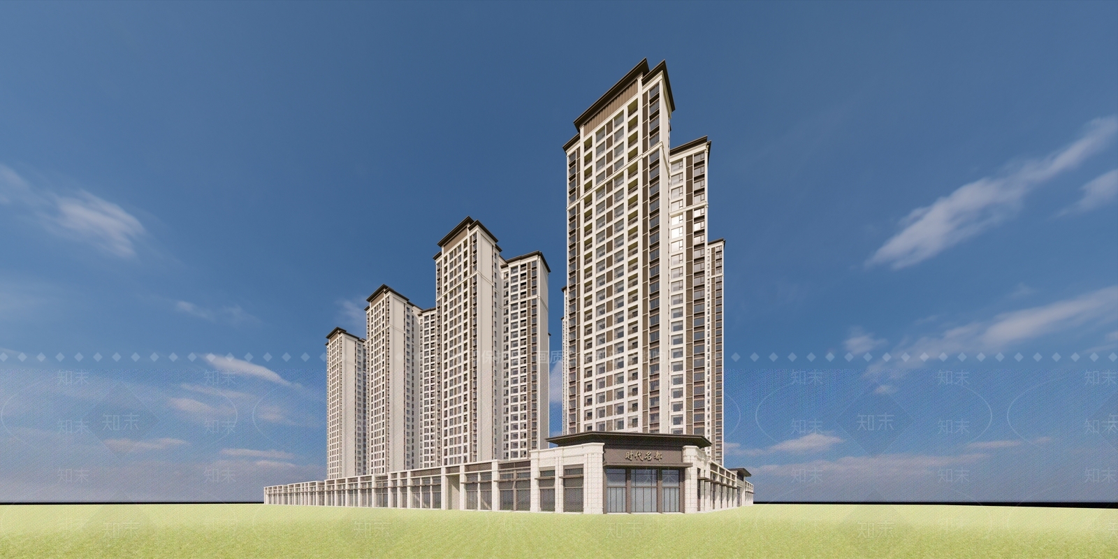 现代简约高层住宅SU模型下载【ID:1204549350】