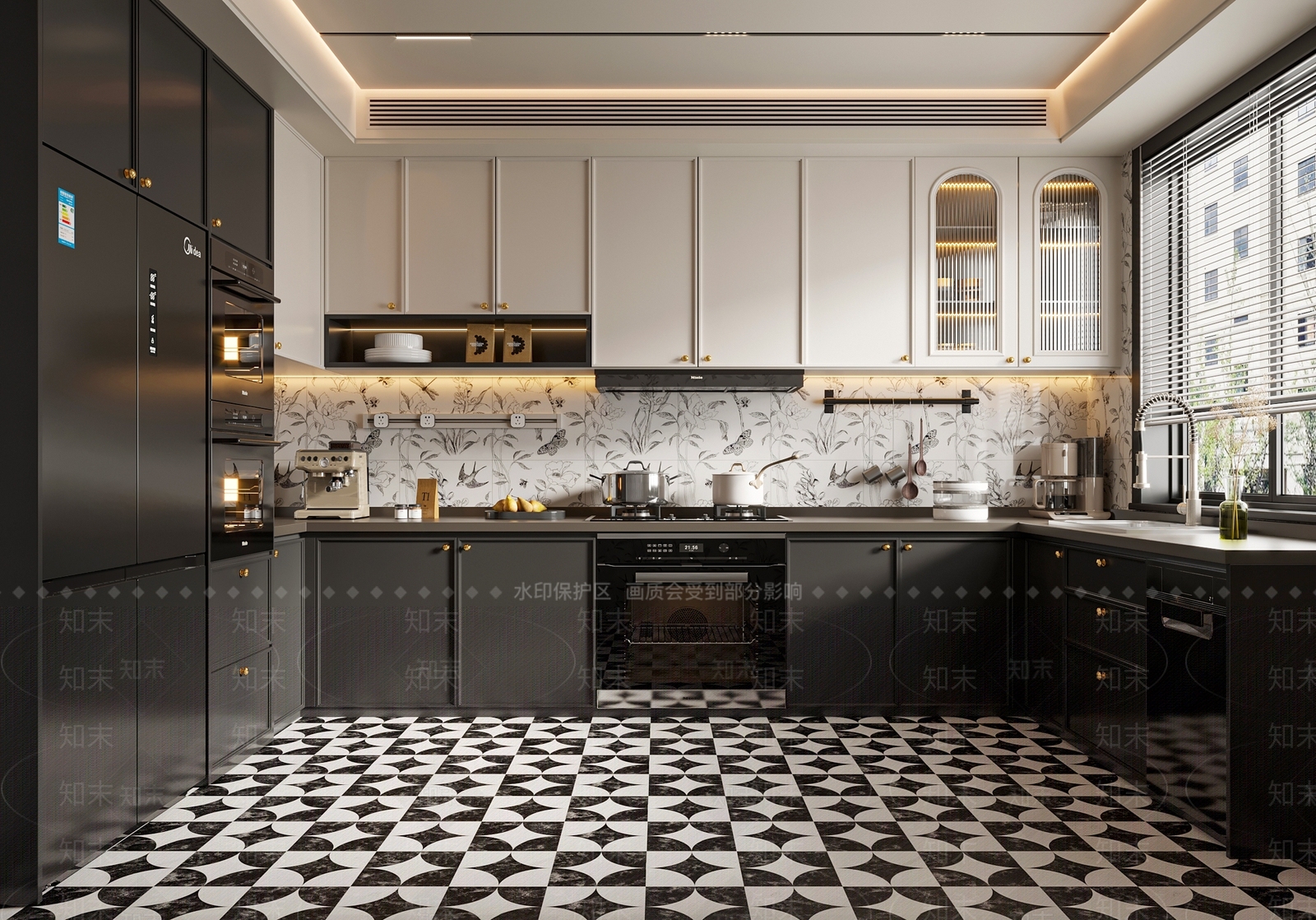 法式复古封闭式厨房3D模型下载【ID:1204549347】