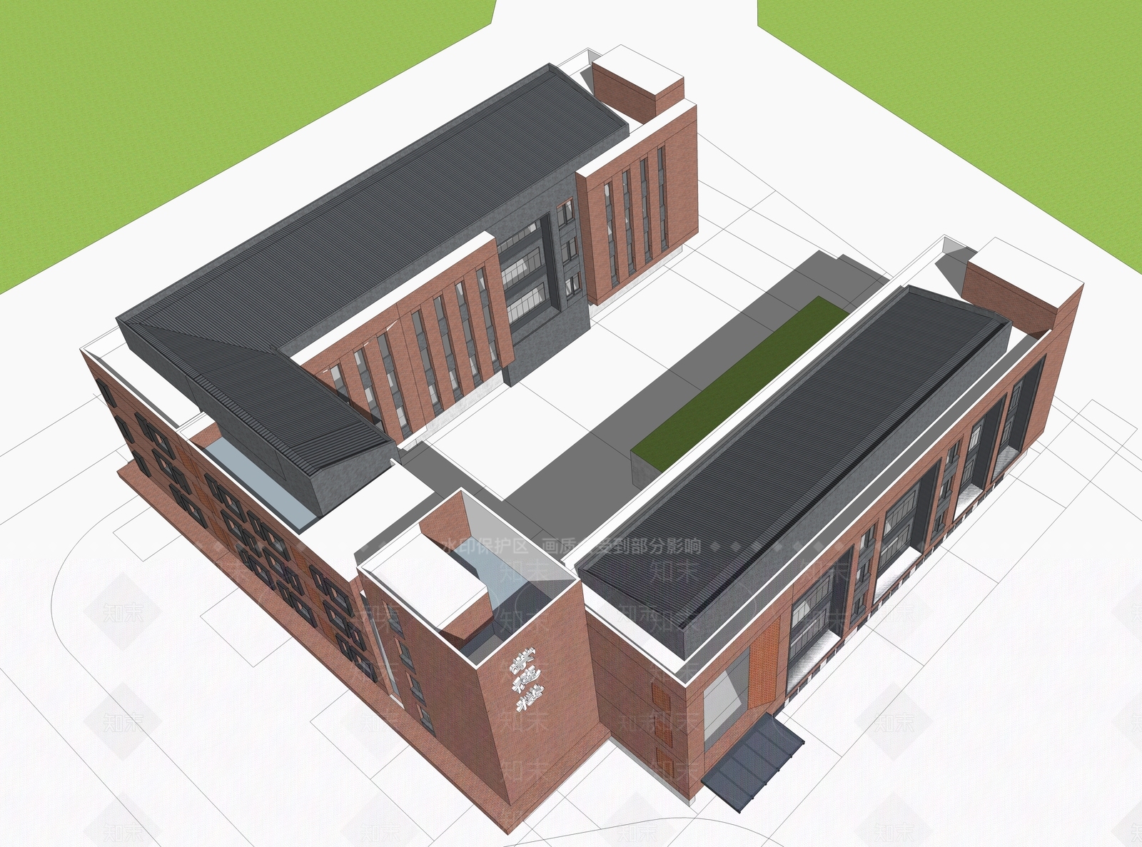 现代意式小学SU模型下载【ID:1204551498】