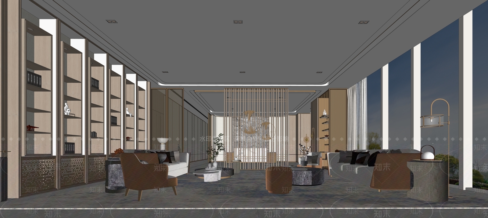 现代新中式会所SU模型下载【ID:1204559964】