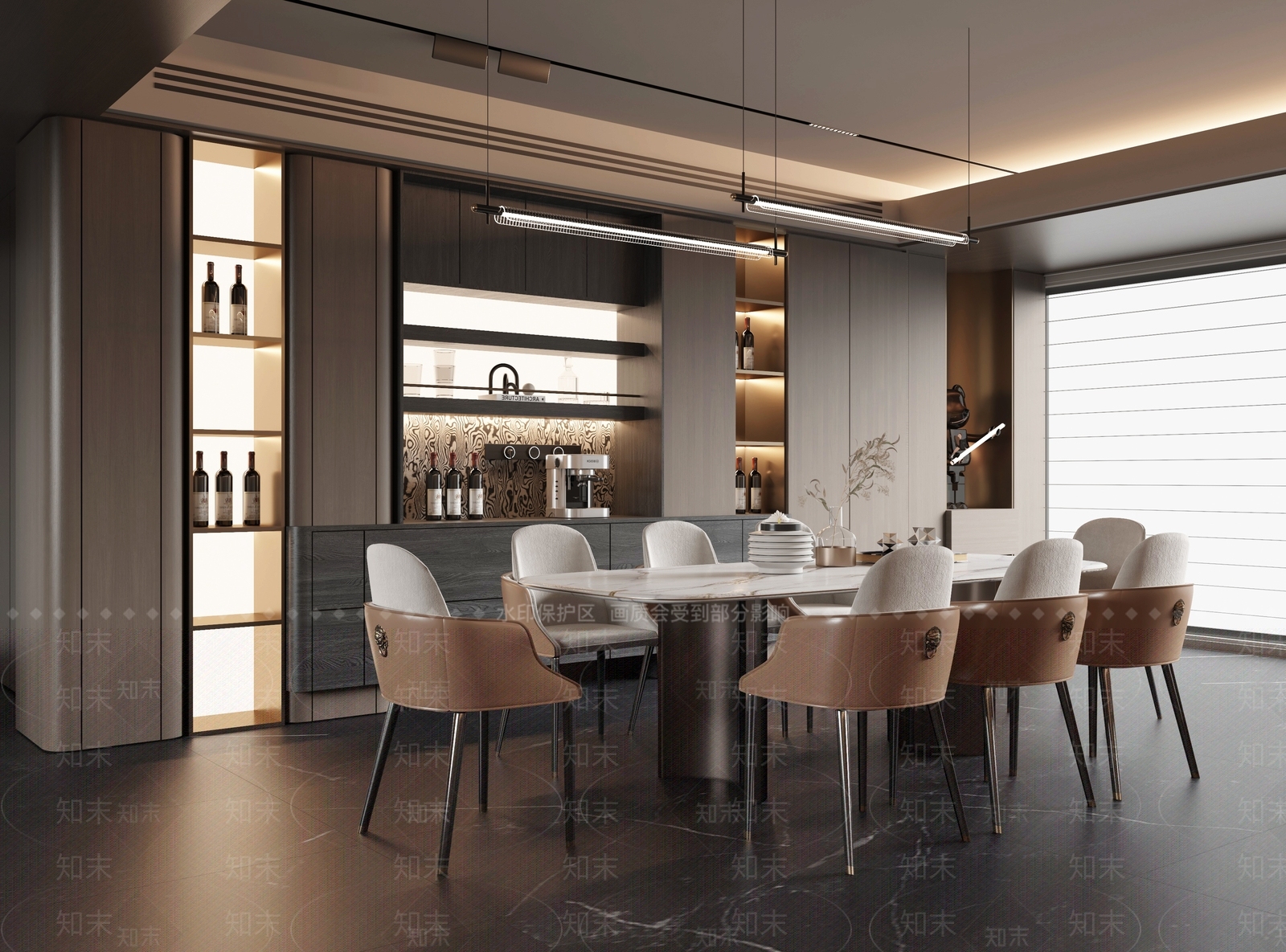 现代家居餐厅3D模型下载【ID:1204552195】