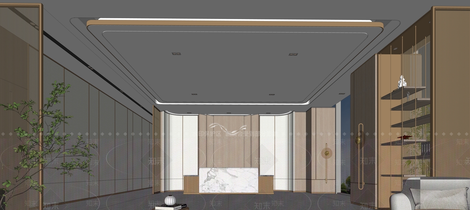 现代新中式会所SU模型下载【ID:1204552552】