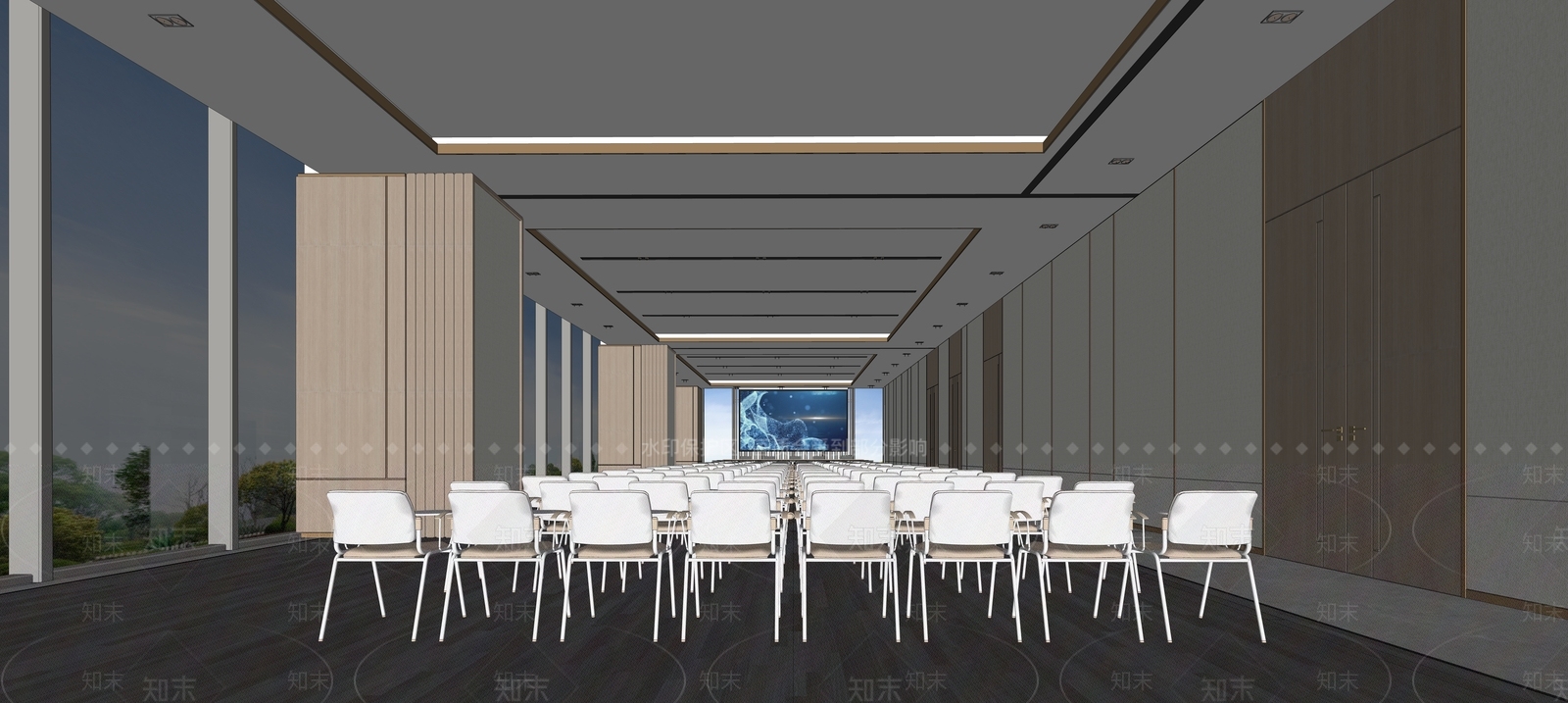 现代新中式会议室SU模型下载【ID:1204552566】