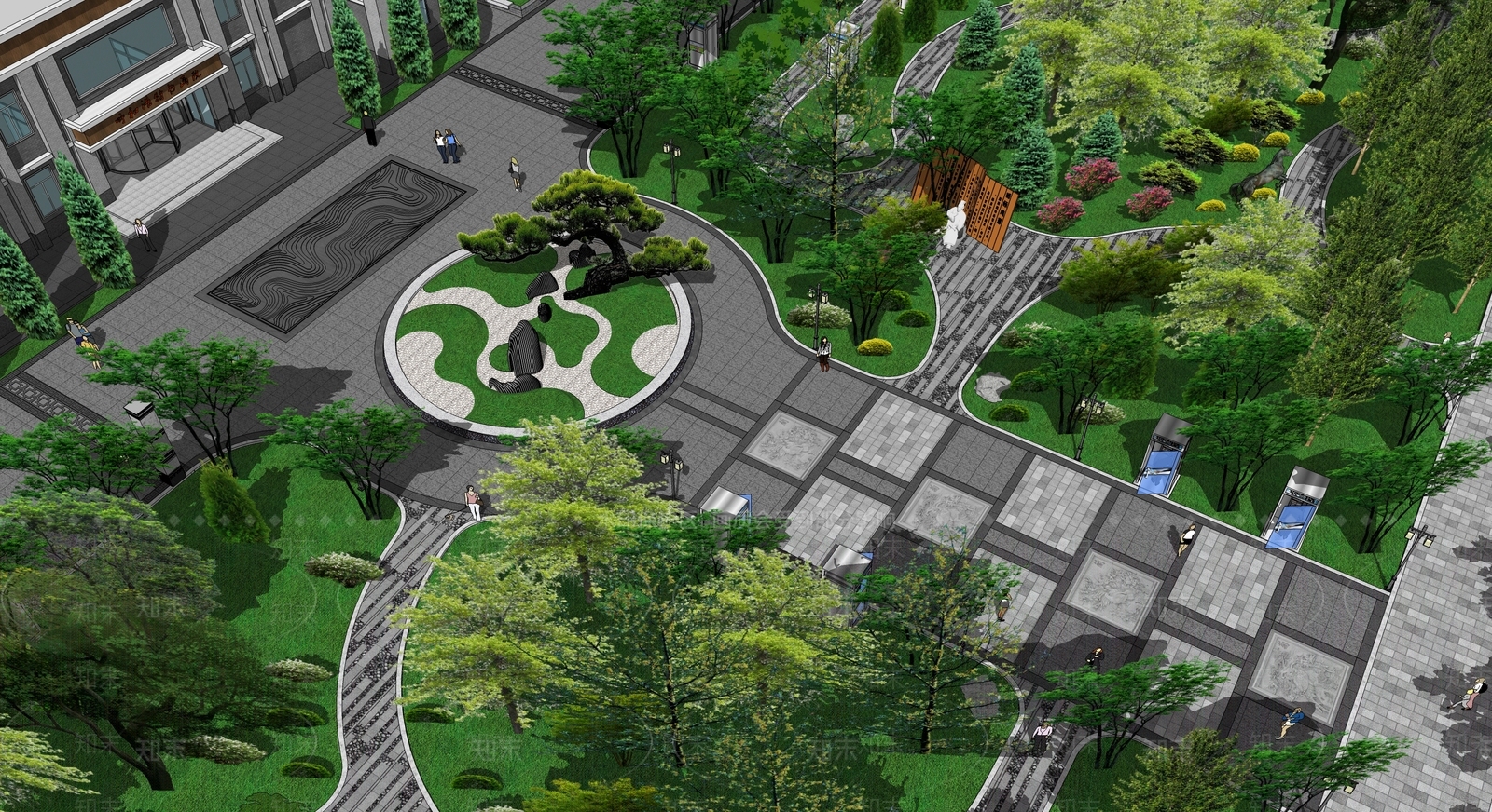 现代景观公园SU模型下载【ID:1204554844】