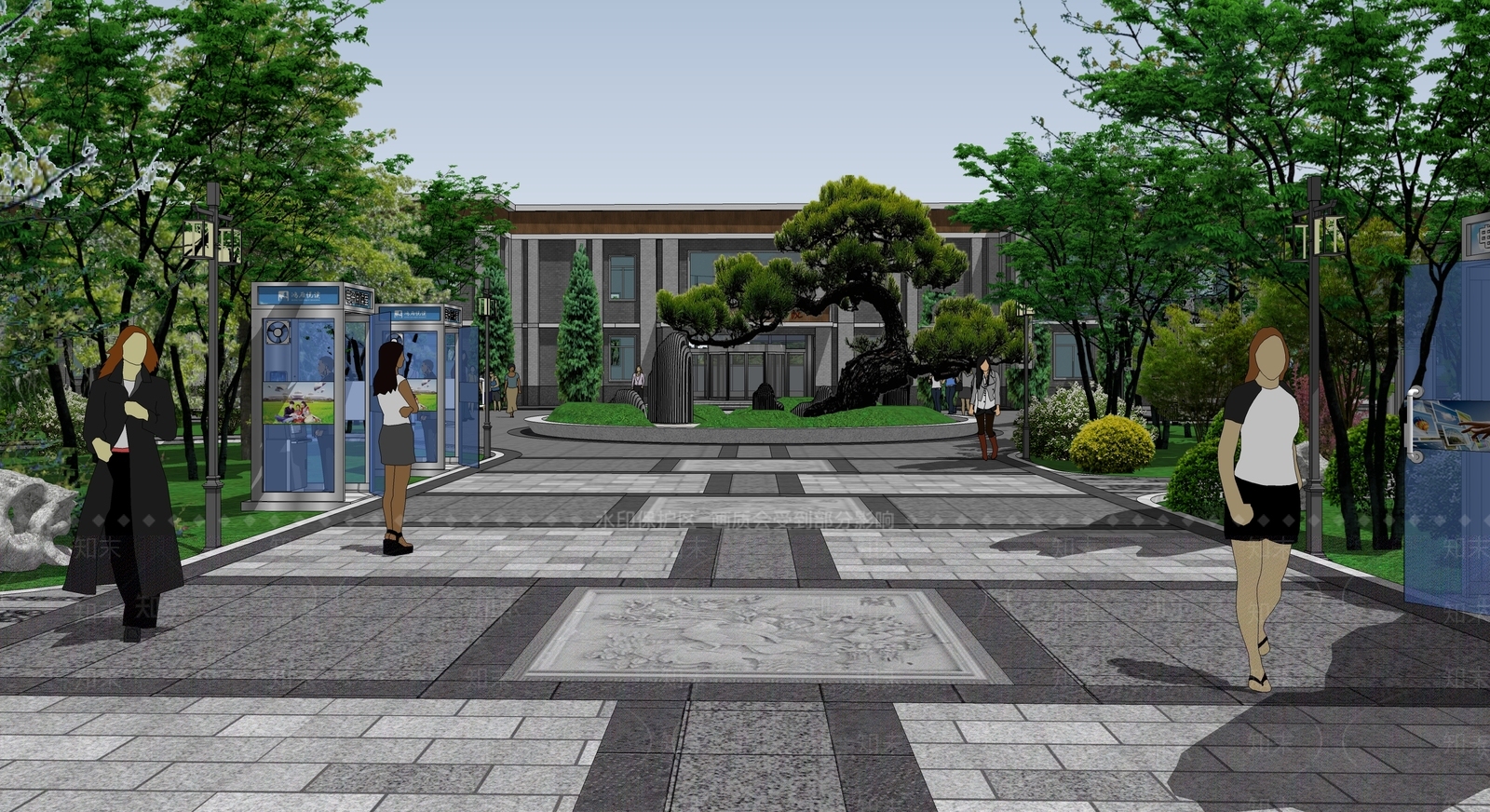 现代景观公园SU模型下载【ID:1204554844】