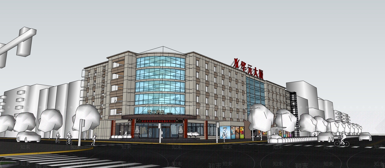 现代酒店建筑SU模型下载【ID:1204555009】