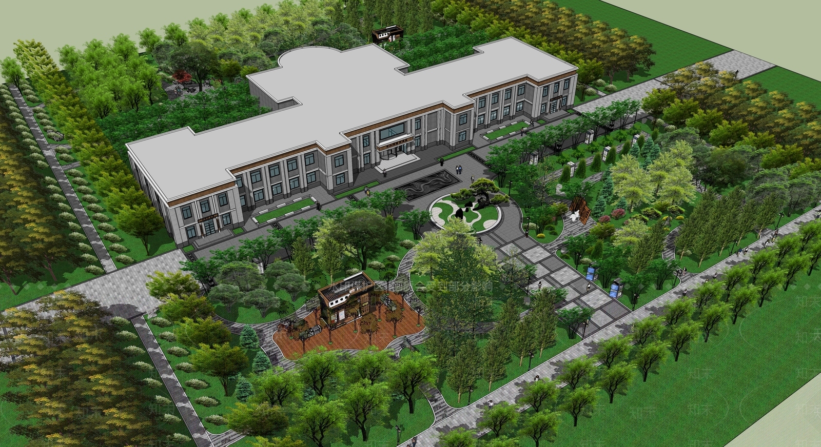 现代景观公园SU模型下载【ID:1204554844】