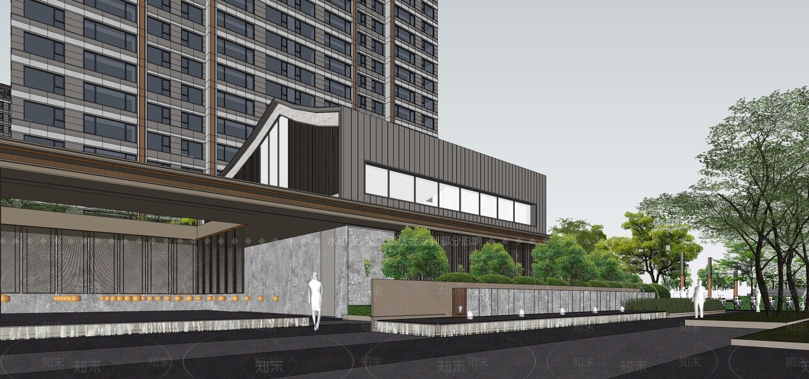 新中式售楼处建筑SU模型下载【ID:1204558268】