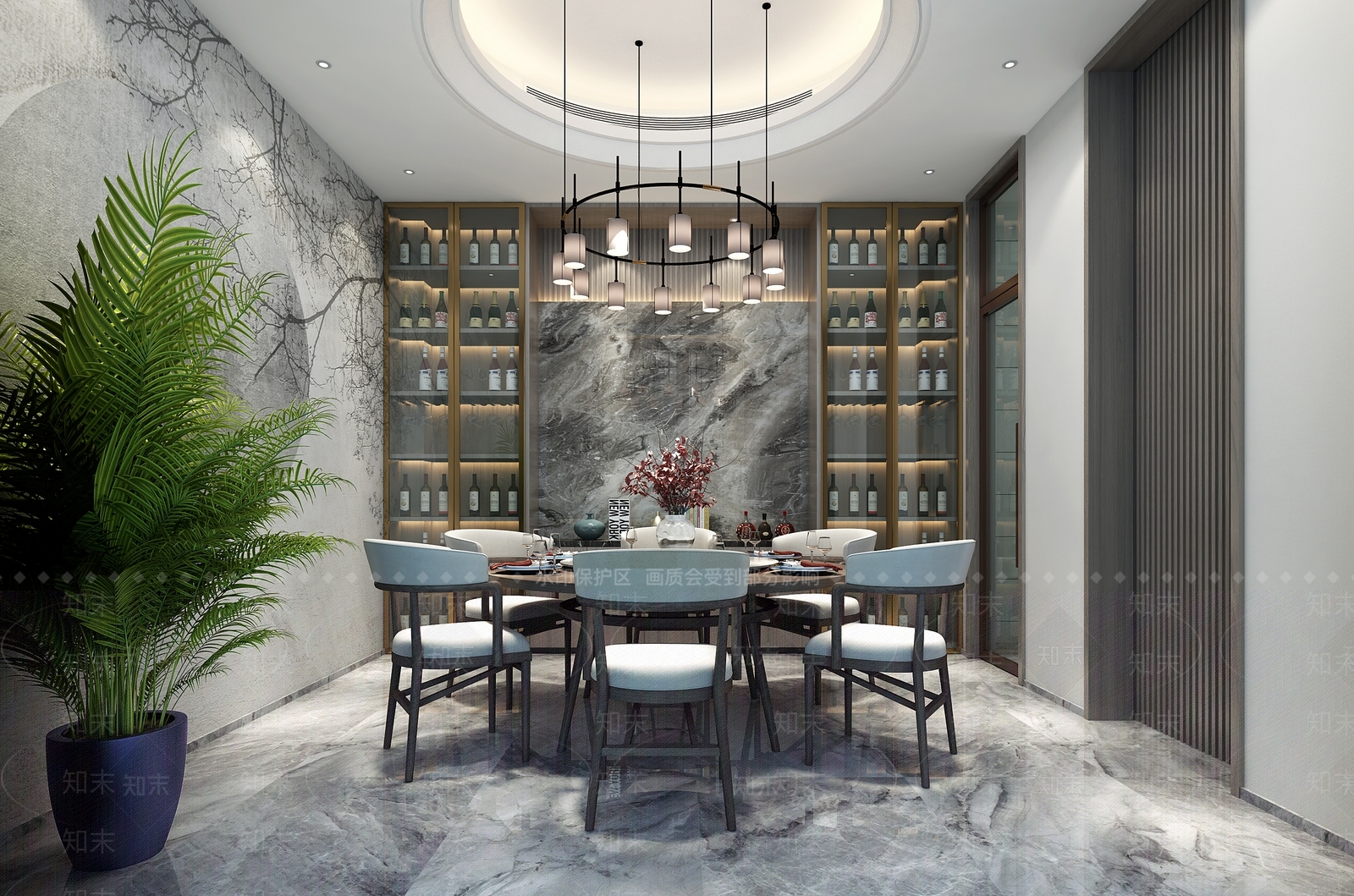 新中式别墅餐厅3D模型下载【ID:1204562287】