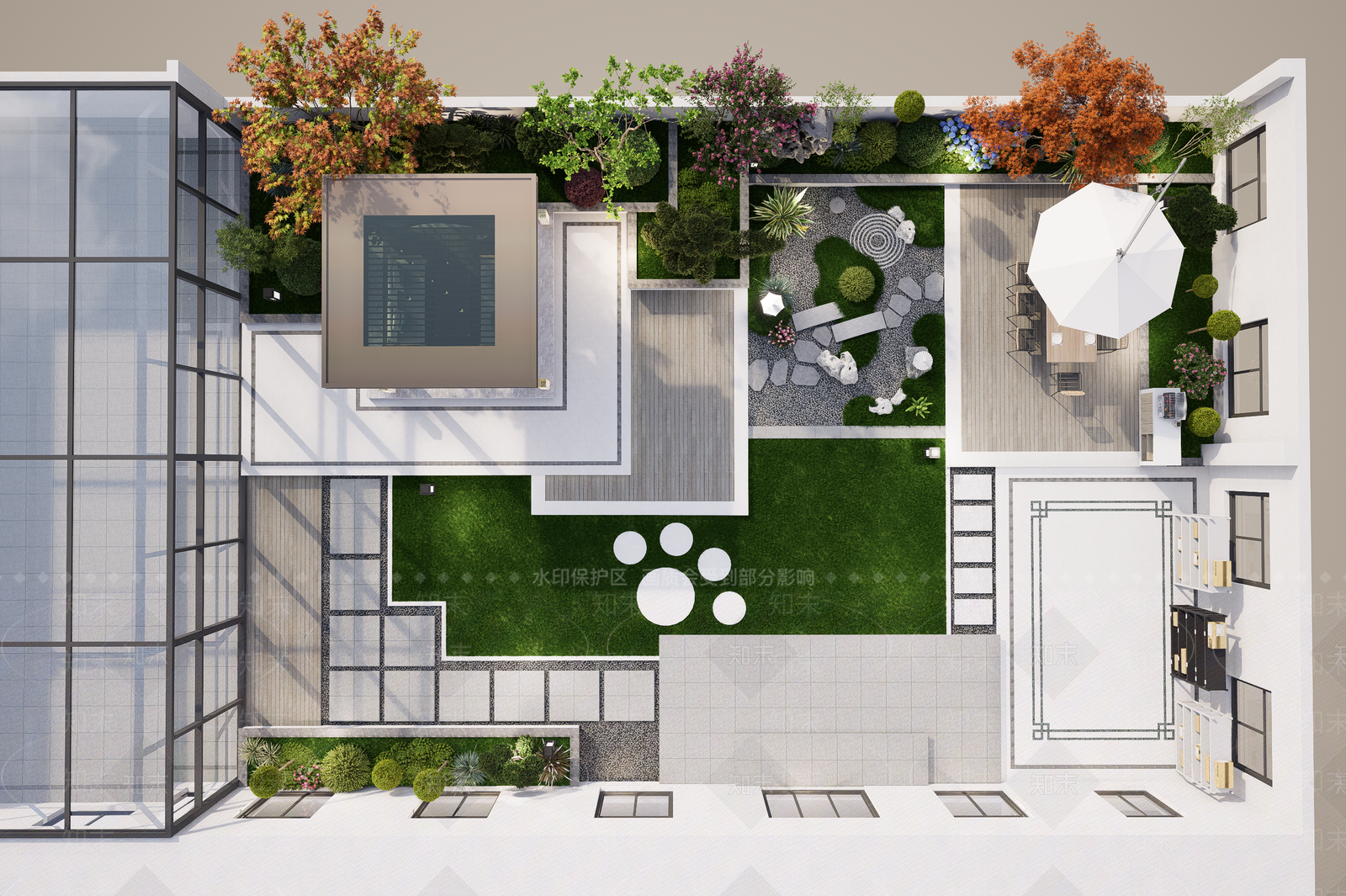 现代屋顶花园SU模型草图