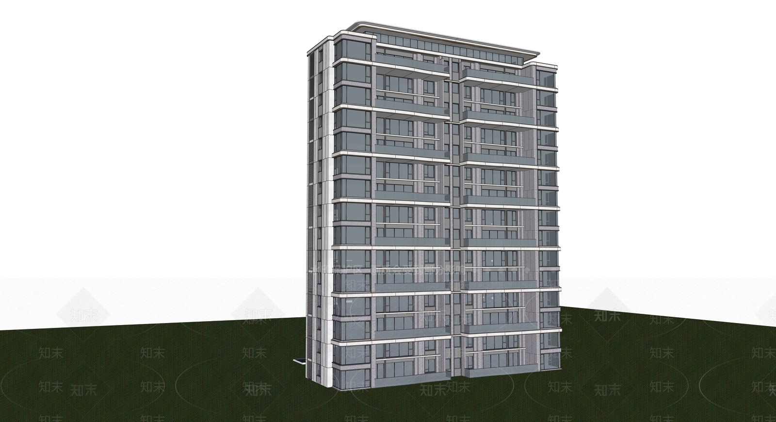 现代高层住宅SU模型下载【ID:1204571105】