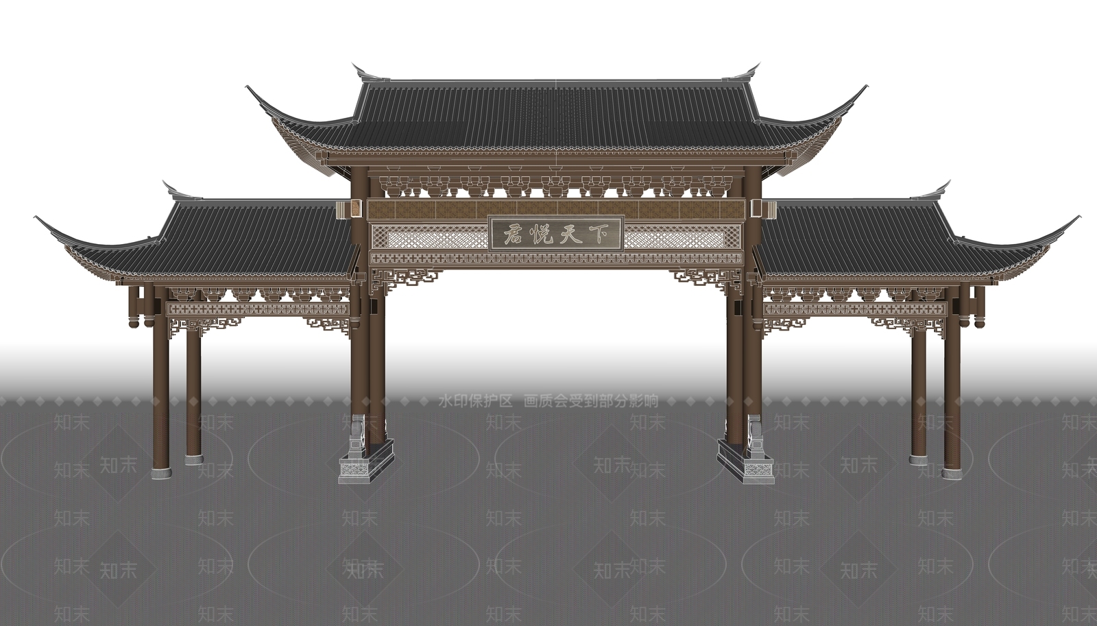 中式牌坊牌楼SU模型草图