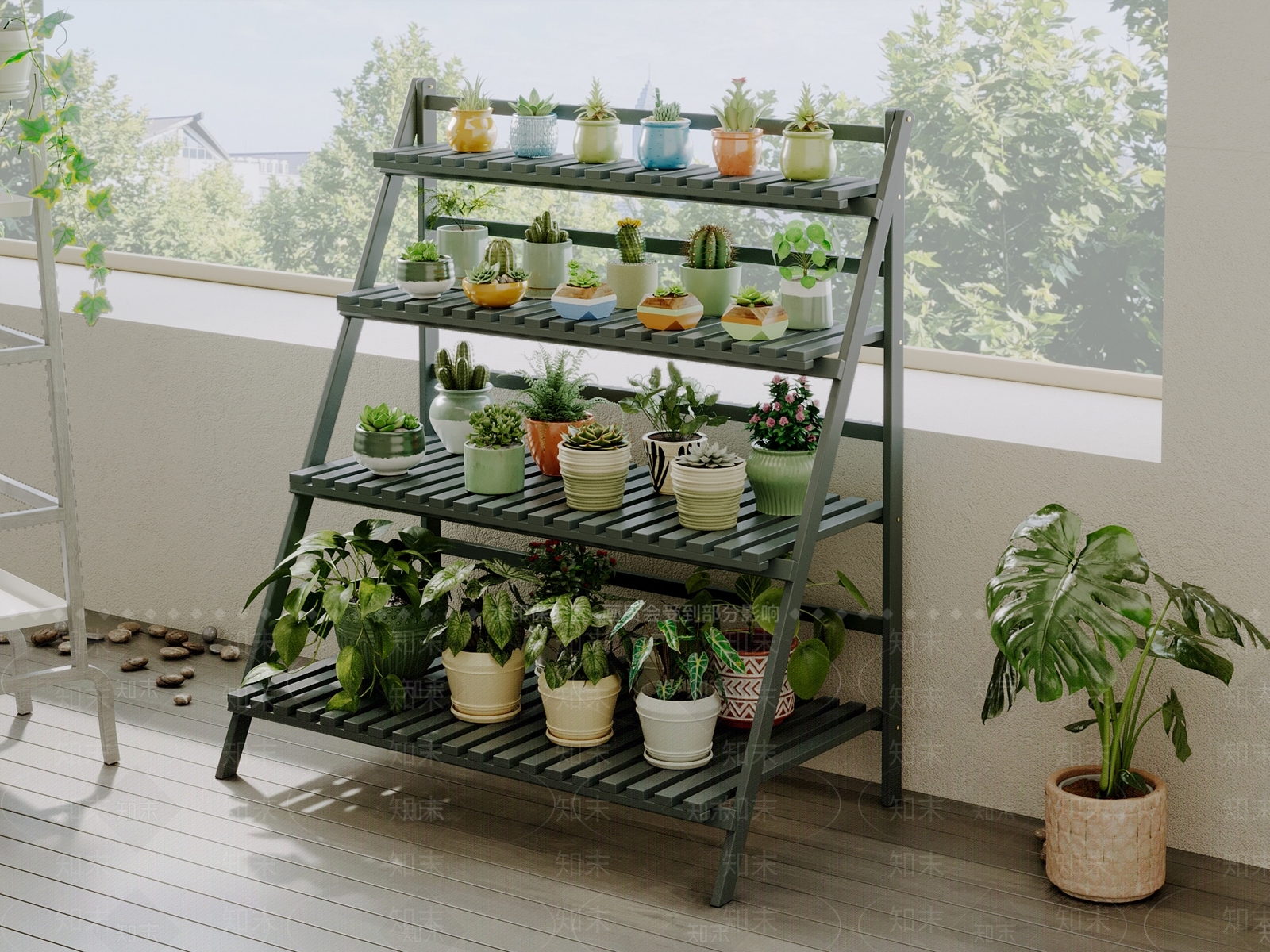 北欧原木花架3D模型下载【ID:1204576618】