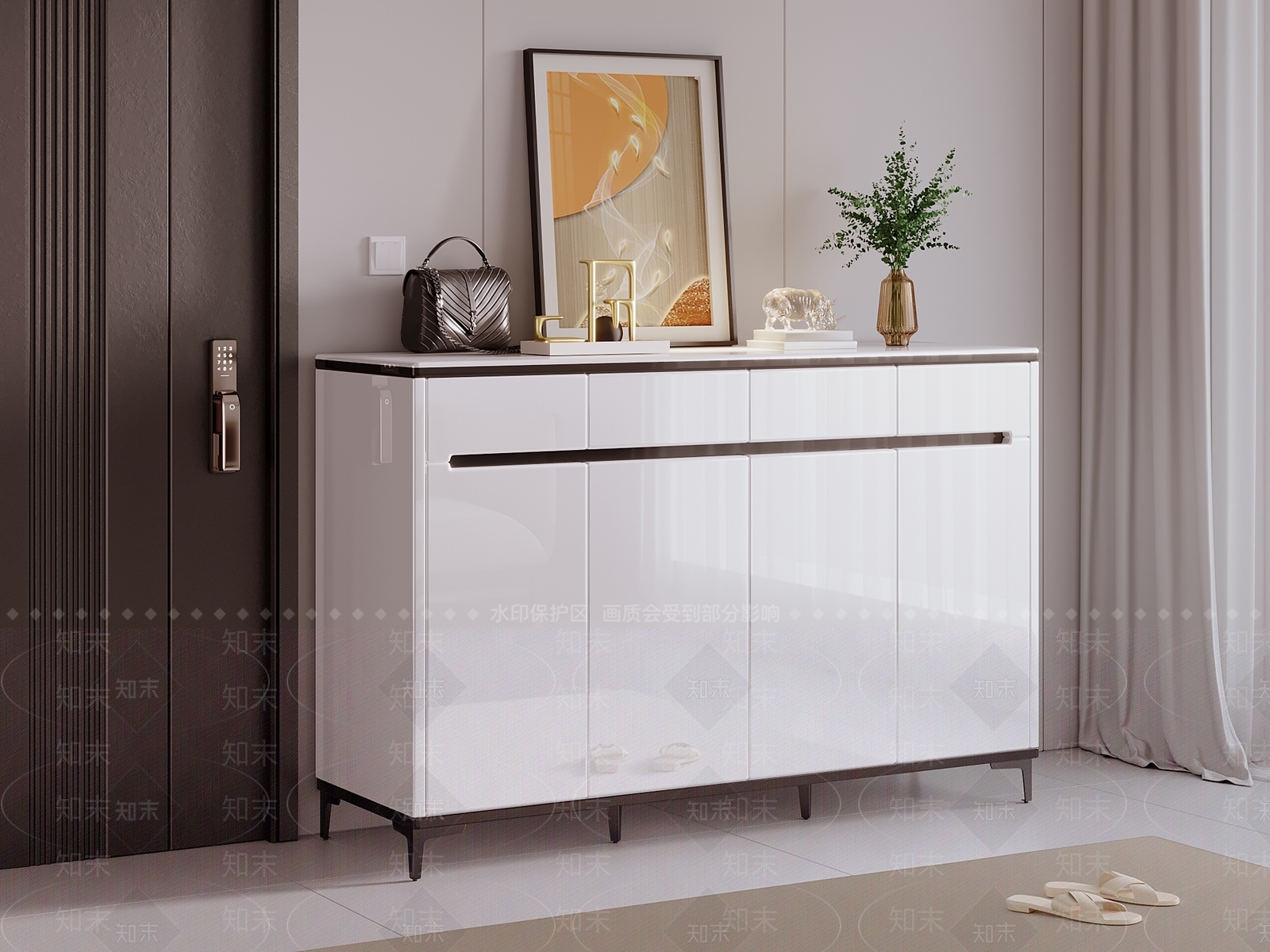 现代轻奢鞋柜3D模型下载【ID:1204582657】