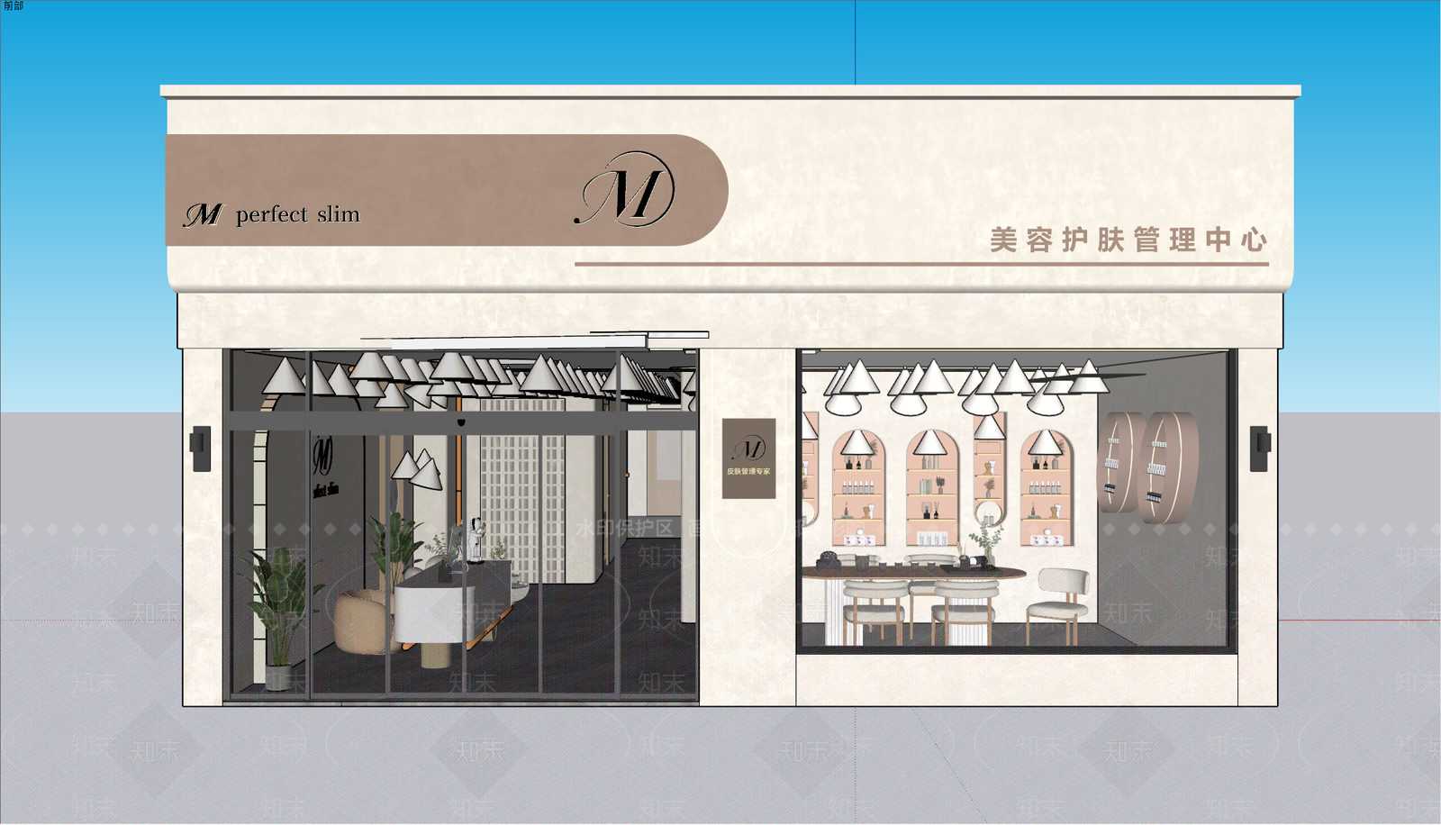 现代奶油美容院SU模型下载【ID:1204584341】