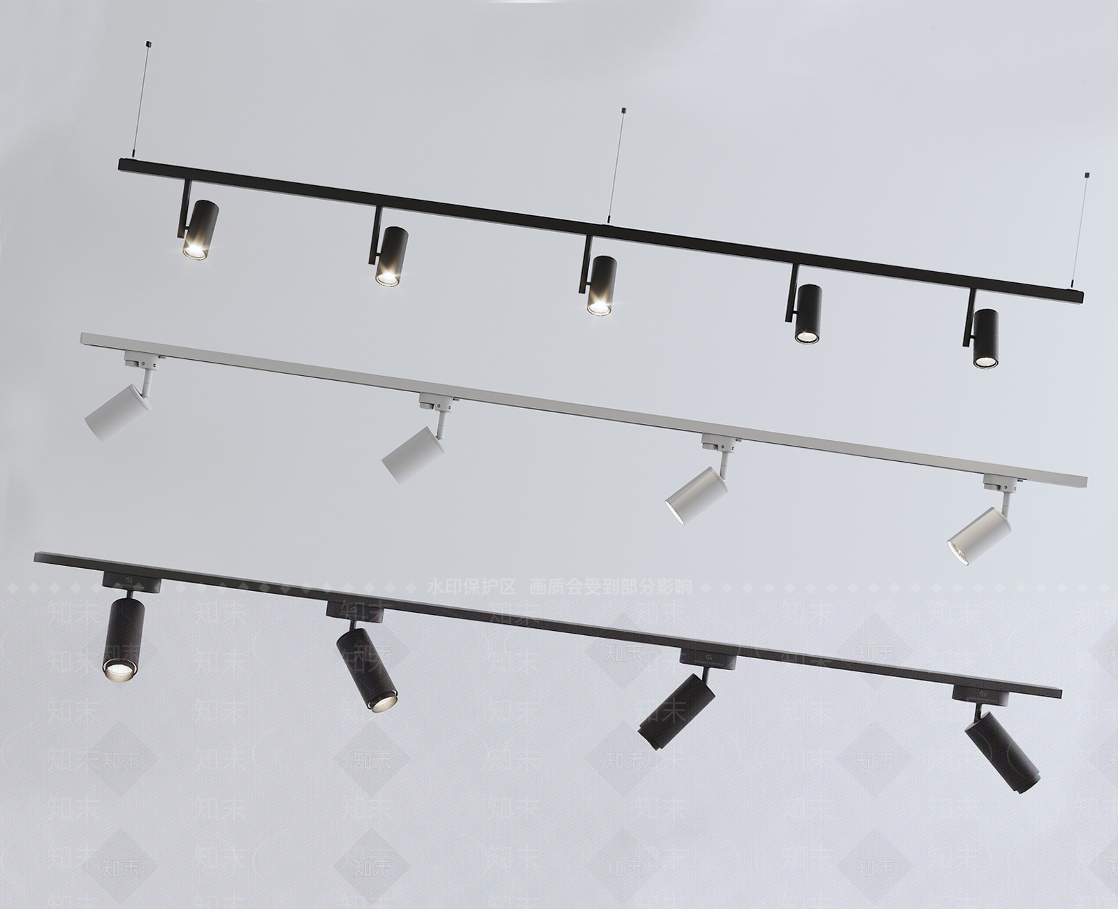 现代筒灯射灯组合3D模型下载【ID:1204585651】