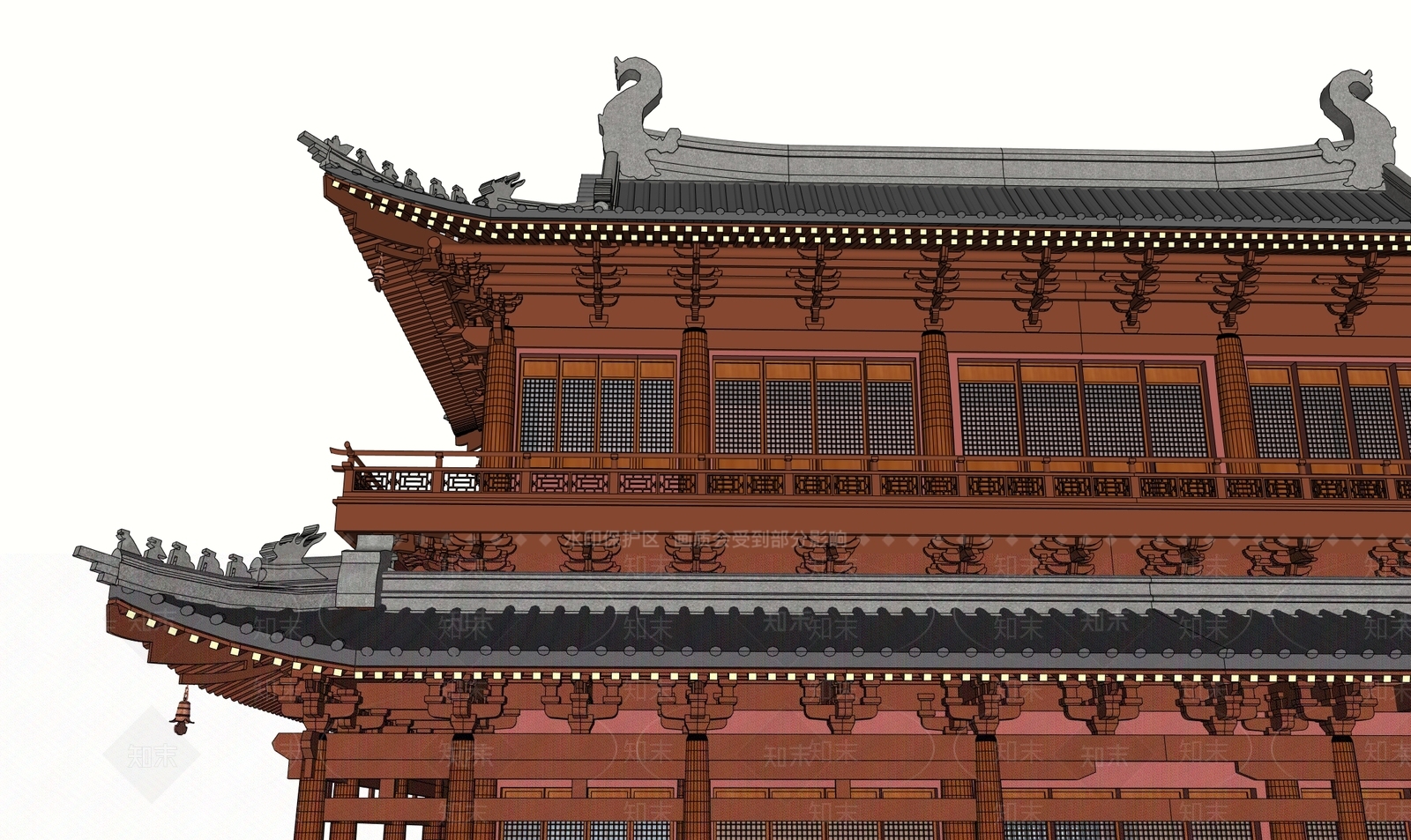 中式古建筑SU模型下载【ID:1204586208】