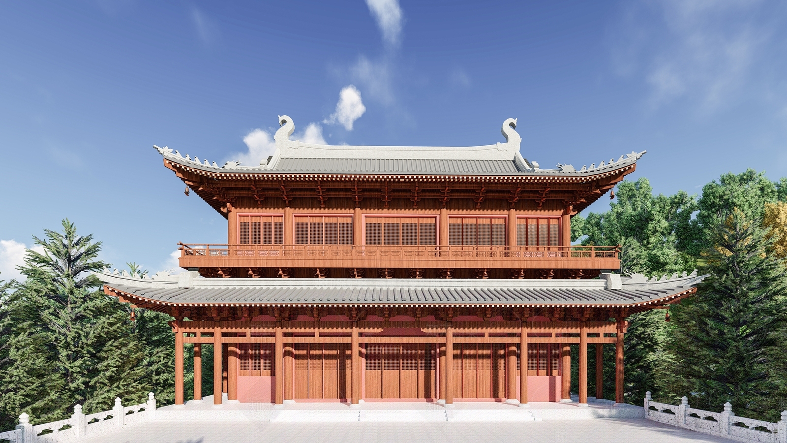 中式古建筑SU模型下载【ID:1204586208】