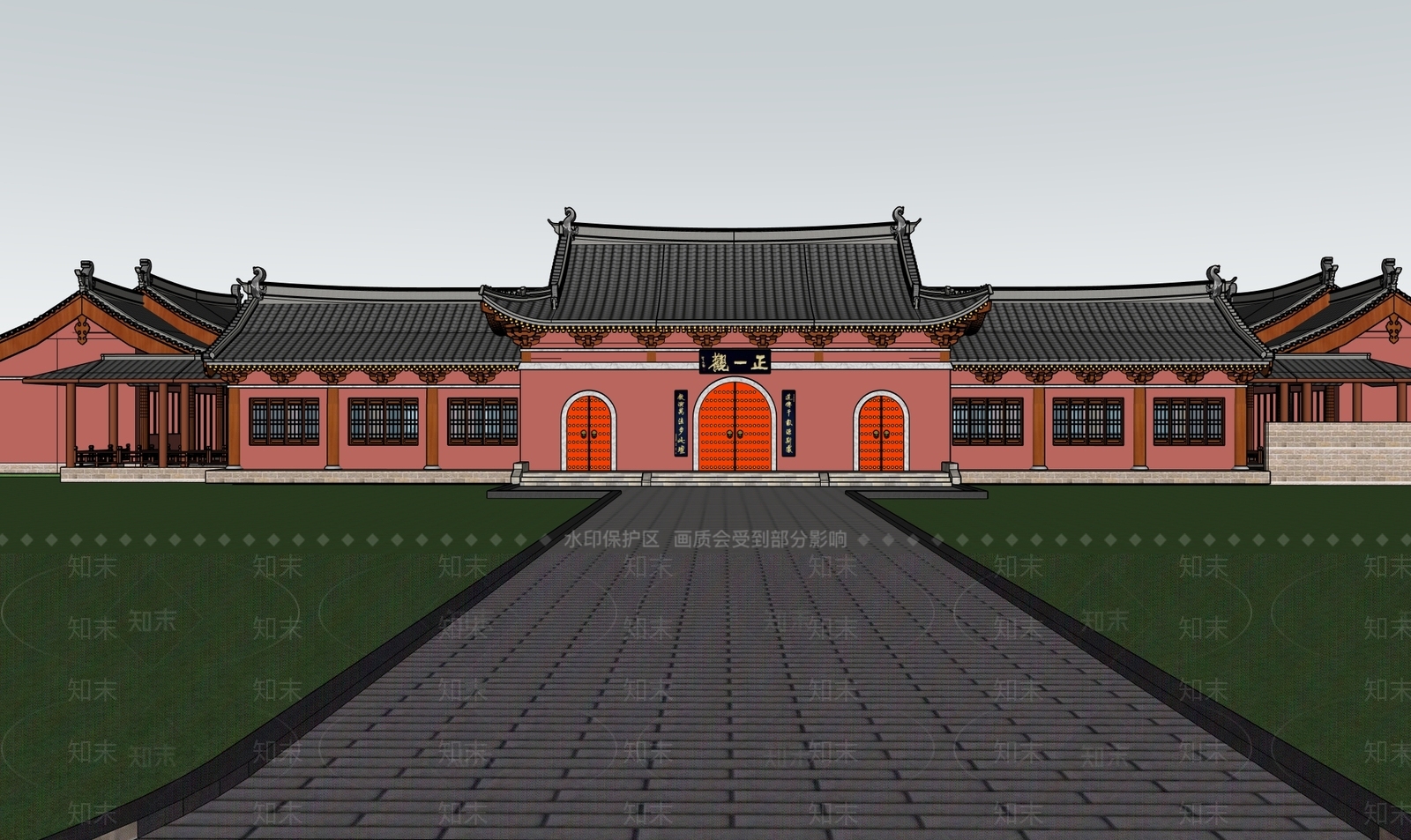 中式寺庙建筑SU模型下载【ID:1204586329】