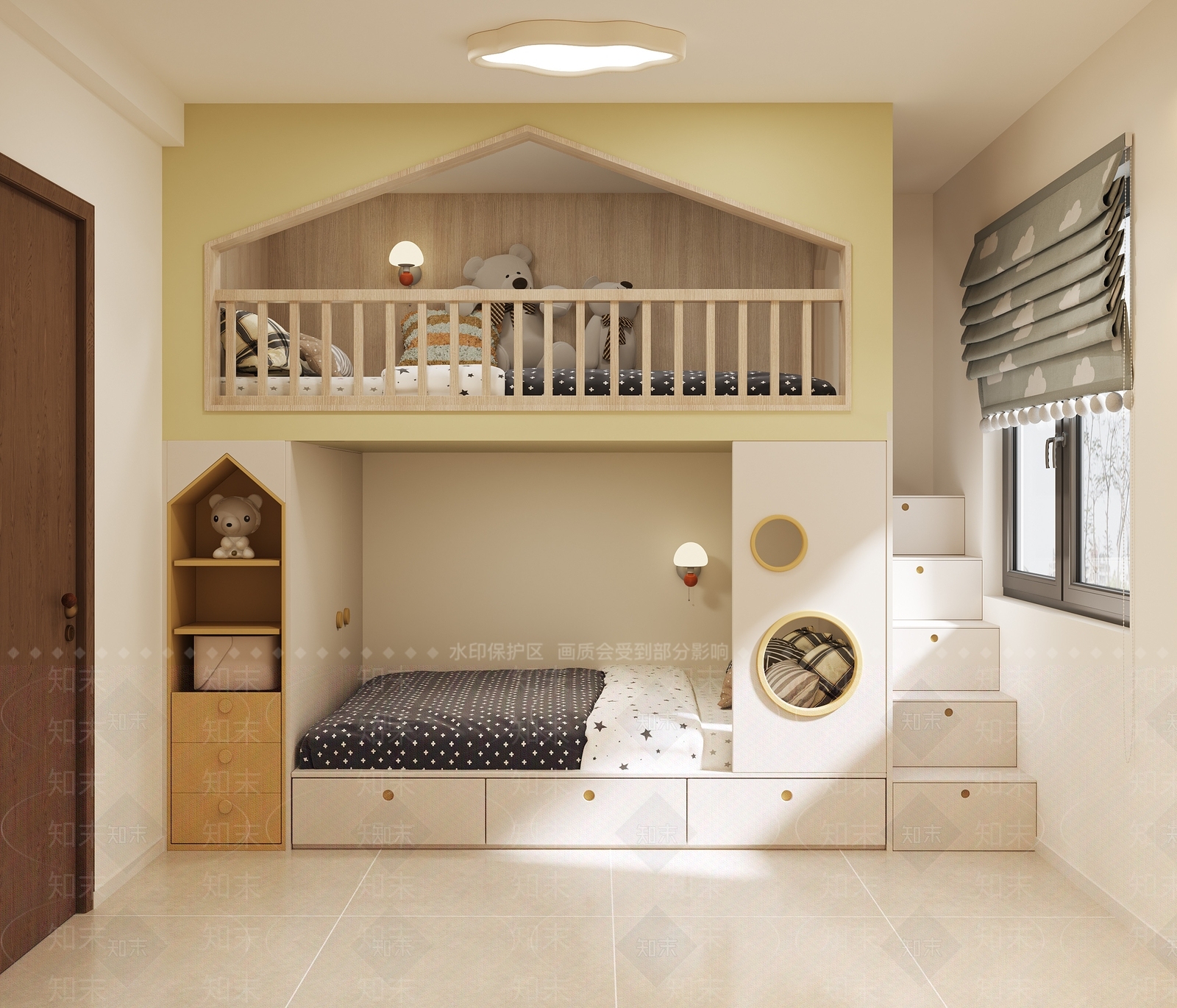 现代北欧榻榻米卧室3D模型下载【ID:1204591043】