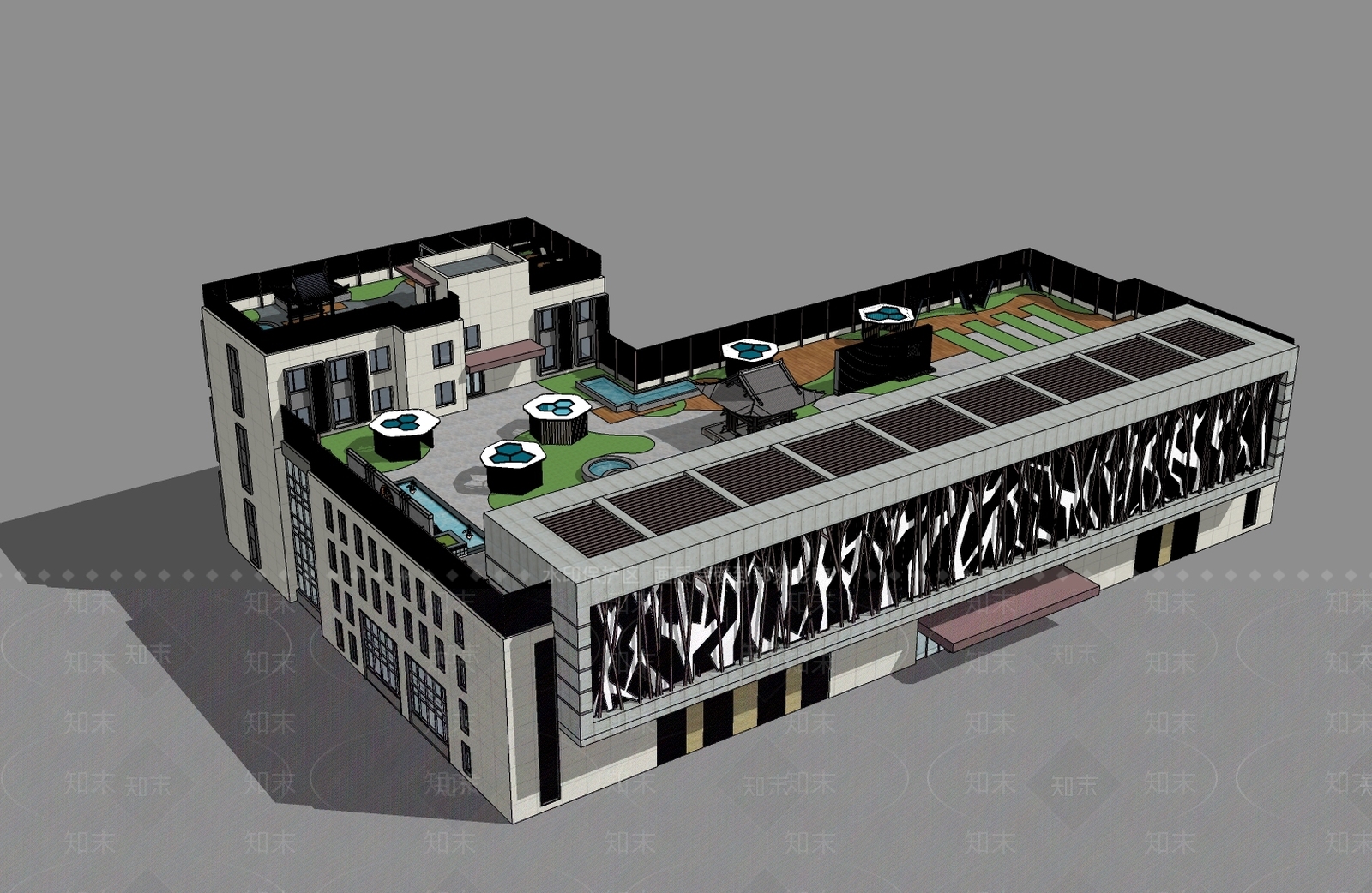 现代轻奢娱乐建筑SU模型下载【ID:1204591710】
