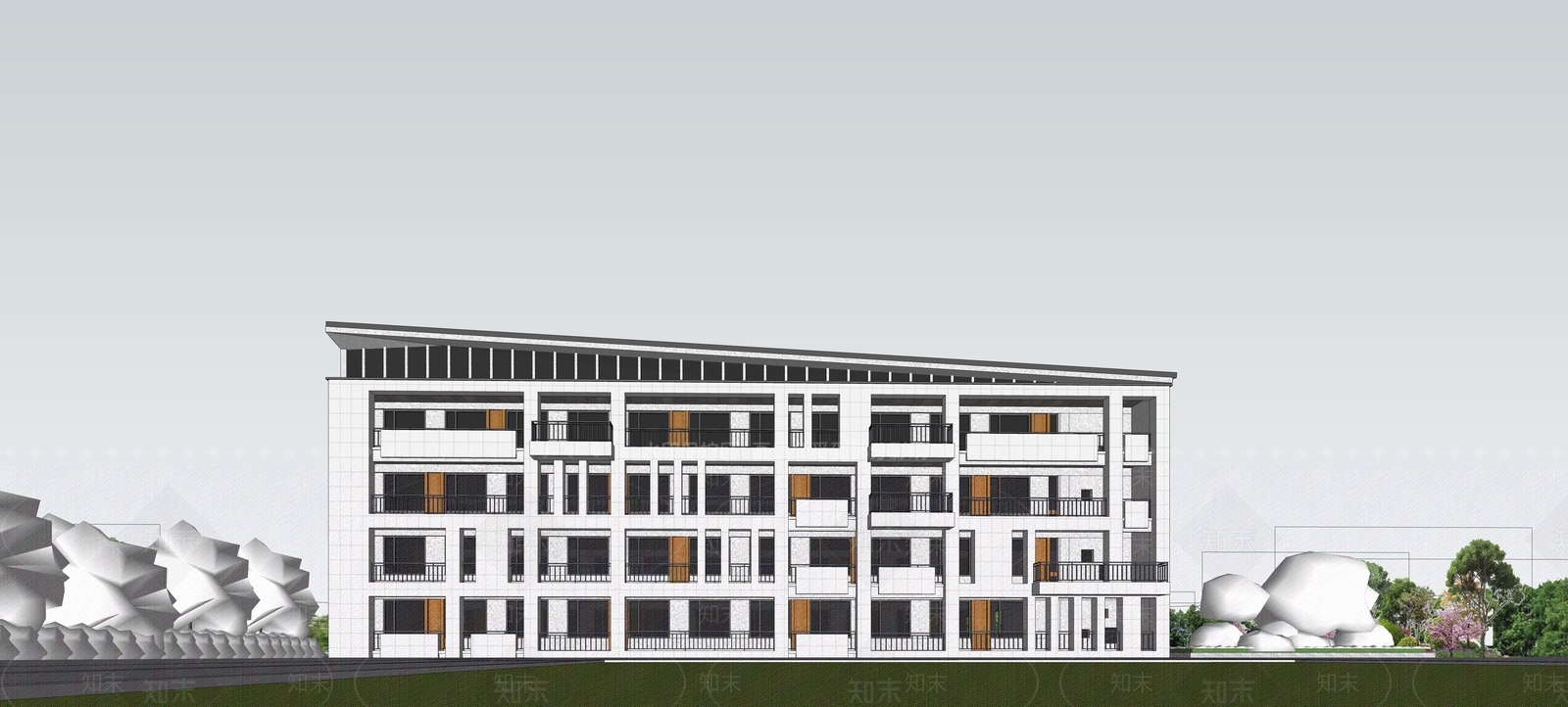 现代极简小公建SU模型下载【ID:1204592353】