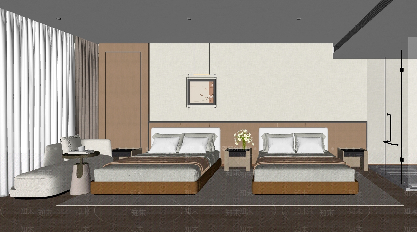 现代酒店客房SU模型下载【ID:1204593010】