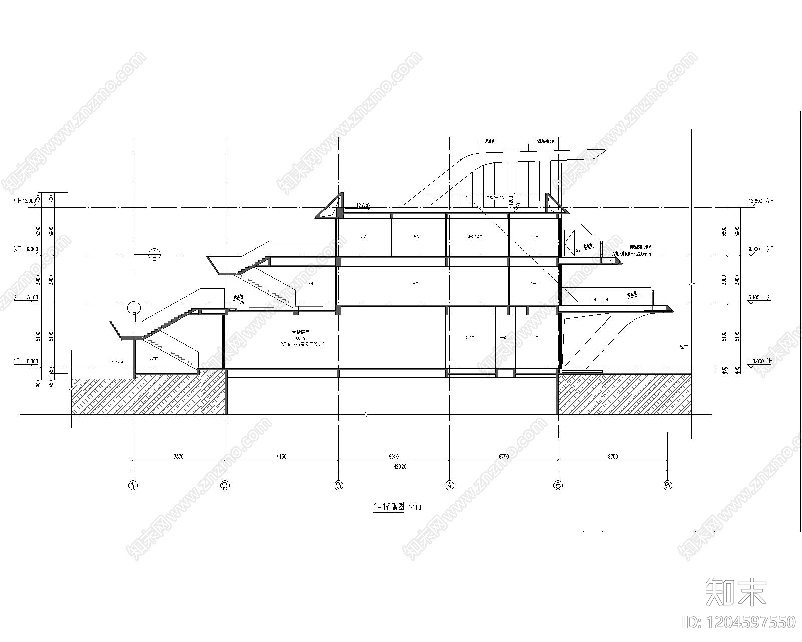 现代会议中心建筑cad施工图下载【ID:1204597550】