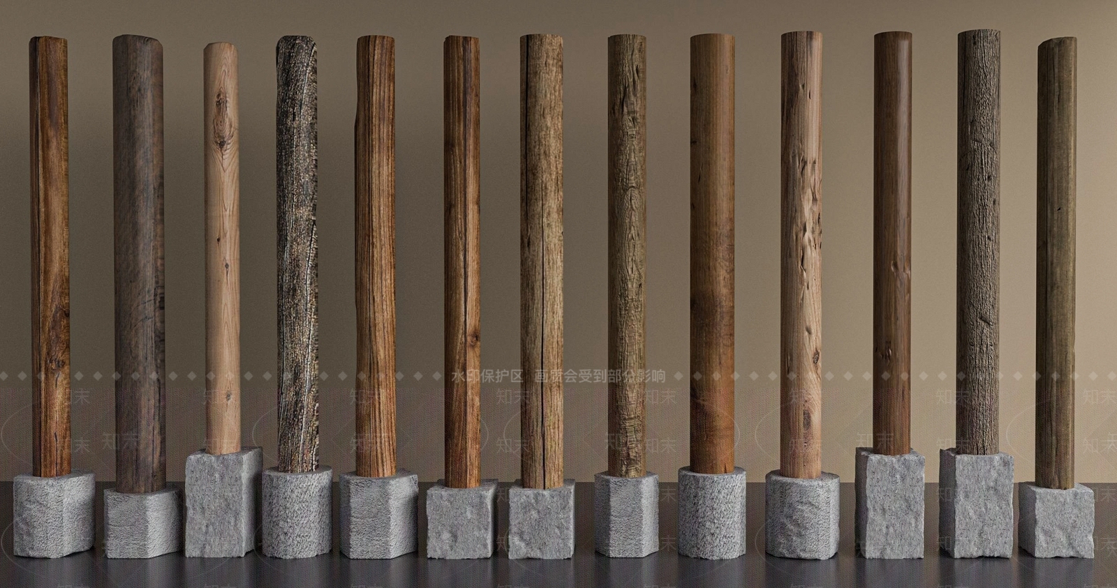 新中式现代柱子SU模型下载【ID:1204600253】