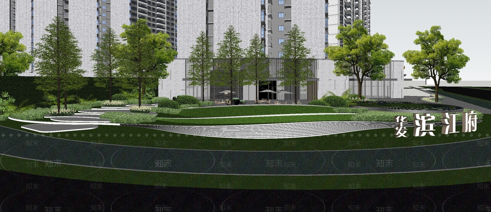 现代景观公园SU模型下载【ID:1204601303】