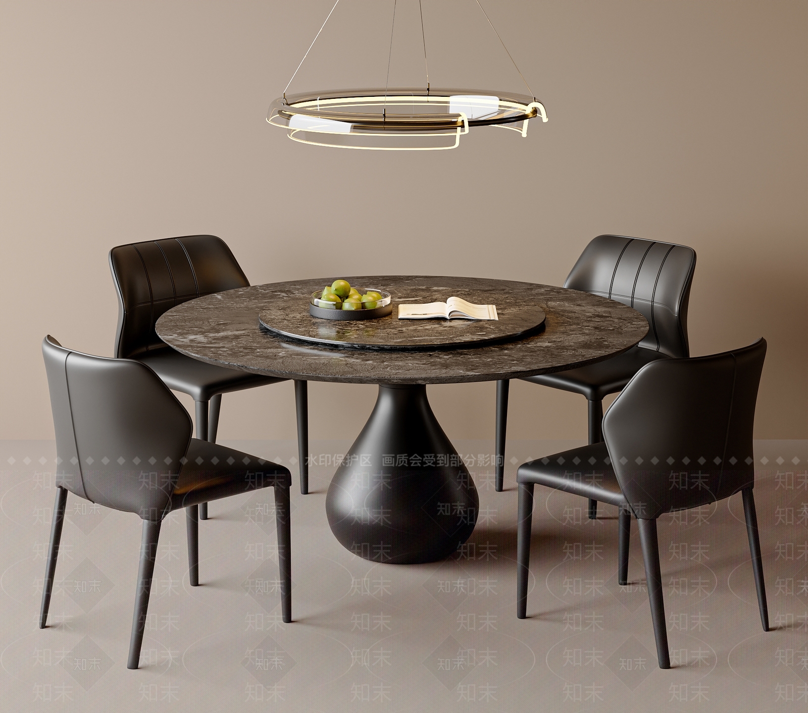 现代简约餐桌椅SU模型下载【ID:1204604581】