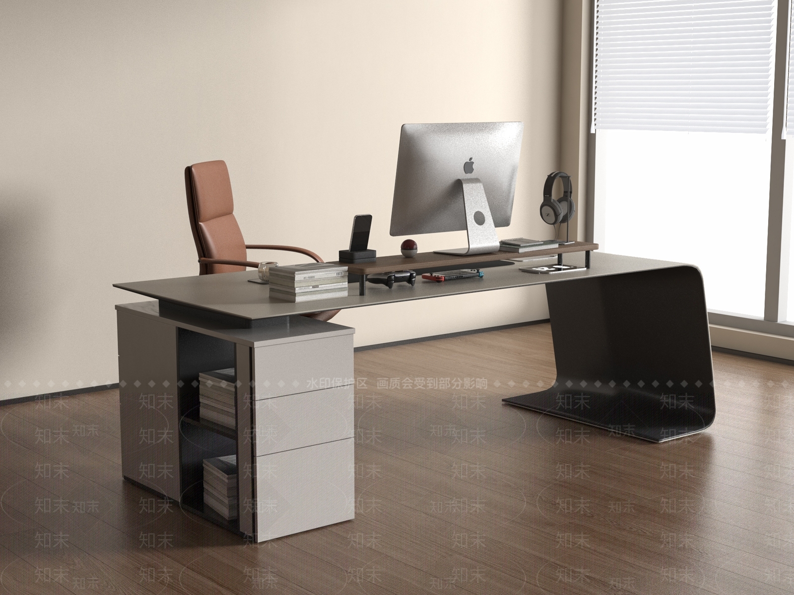 办公桌椅3D模型下载【ID:1204608129】