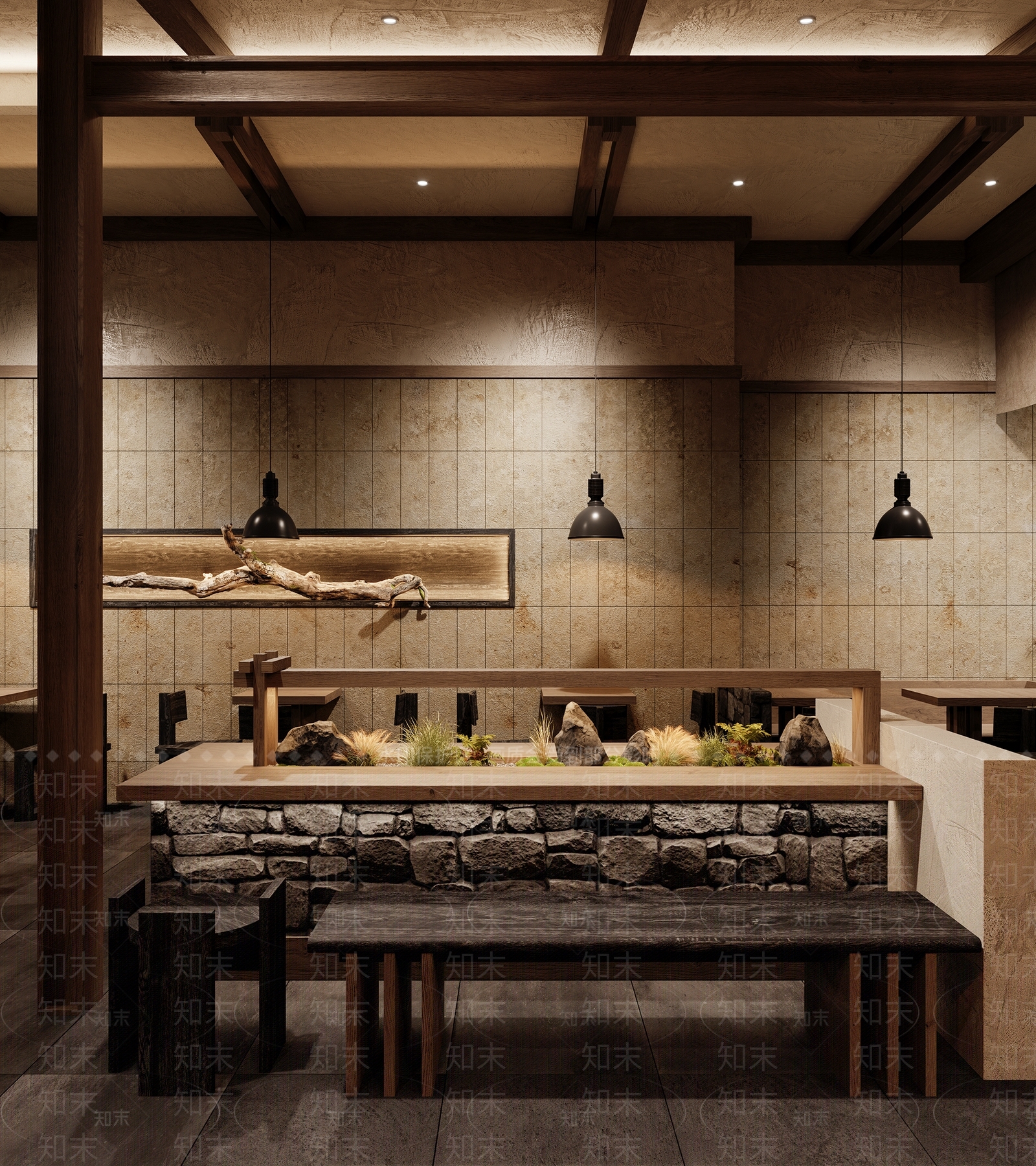 复古侘寂茶餐厅3D模型下载【ID:1204608727】