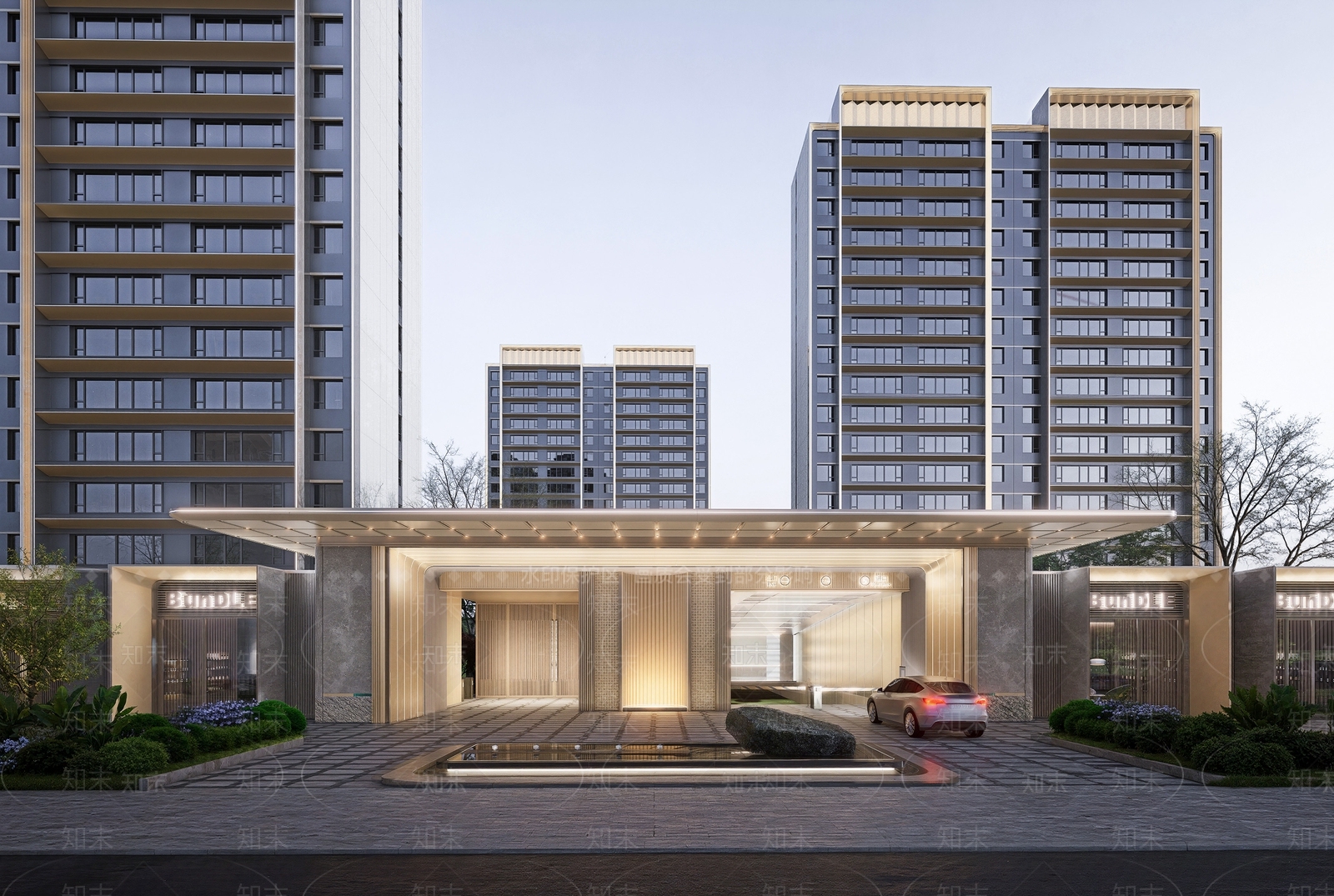 现代轻奢小区建筑SU模型下载【ID:1204608742】