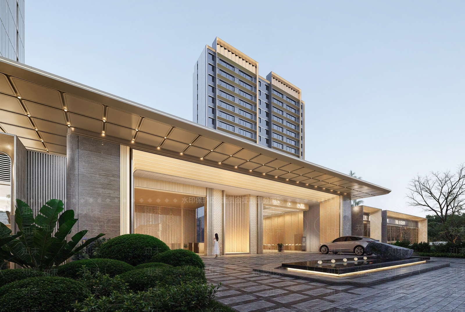 现代轻奢小区建筑SU模型下载【ID:1204608742】