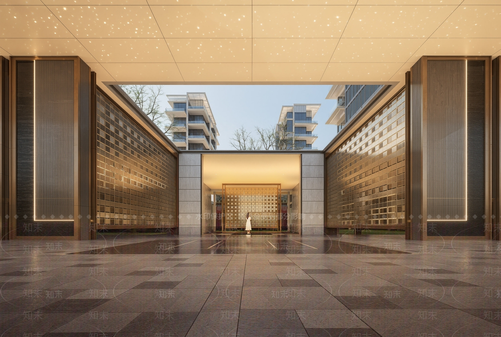 现代轻奢小区建筑SU模型下载【ID:1204608875】