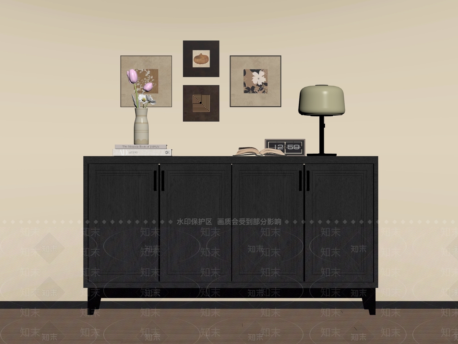 现代法式玄关柜SU模型下载【ID:1204608846】