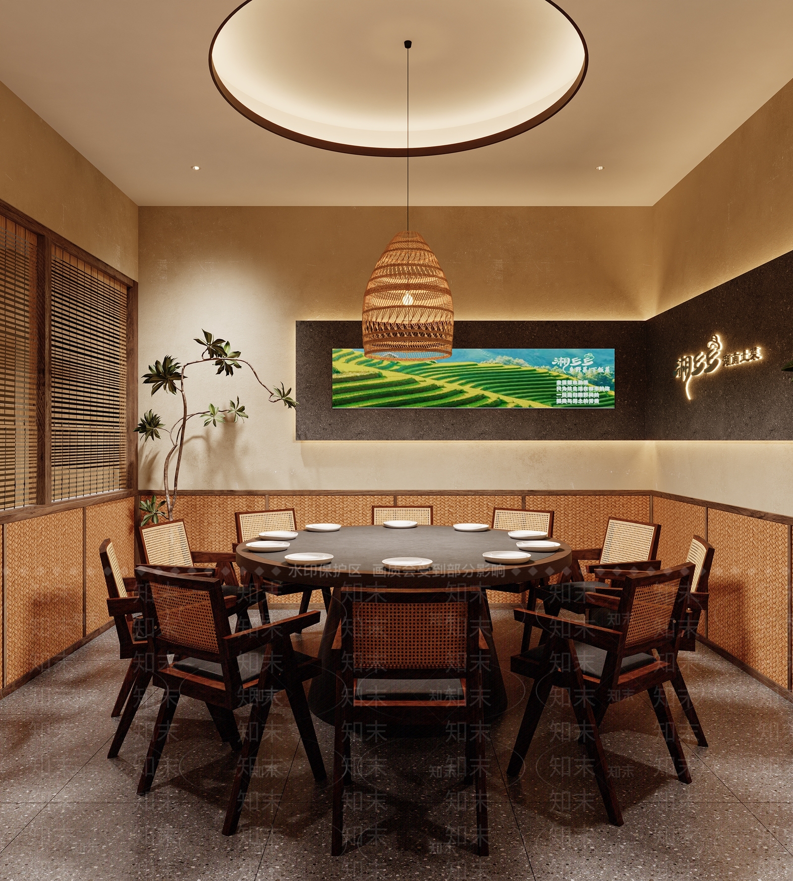 原木现代中餐厅3D模型下载【ID:1204609223】