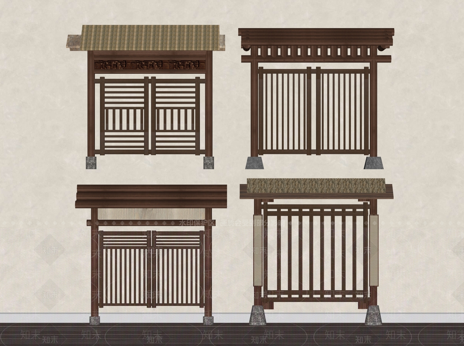 新中式中式庭院门SU模型下载【ID:1204611904】