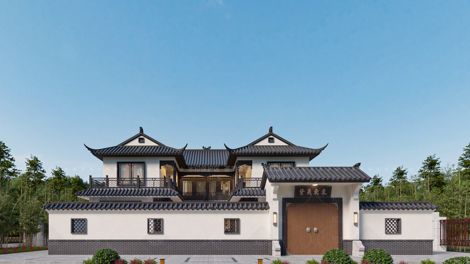 中式风格建筑SU模型下载【ID:1204611948】