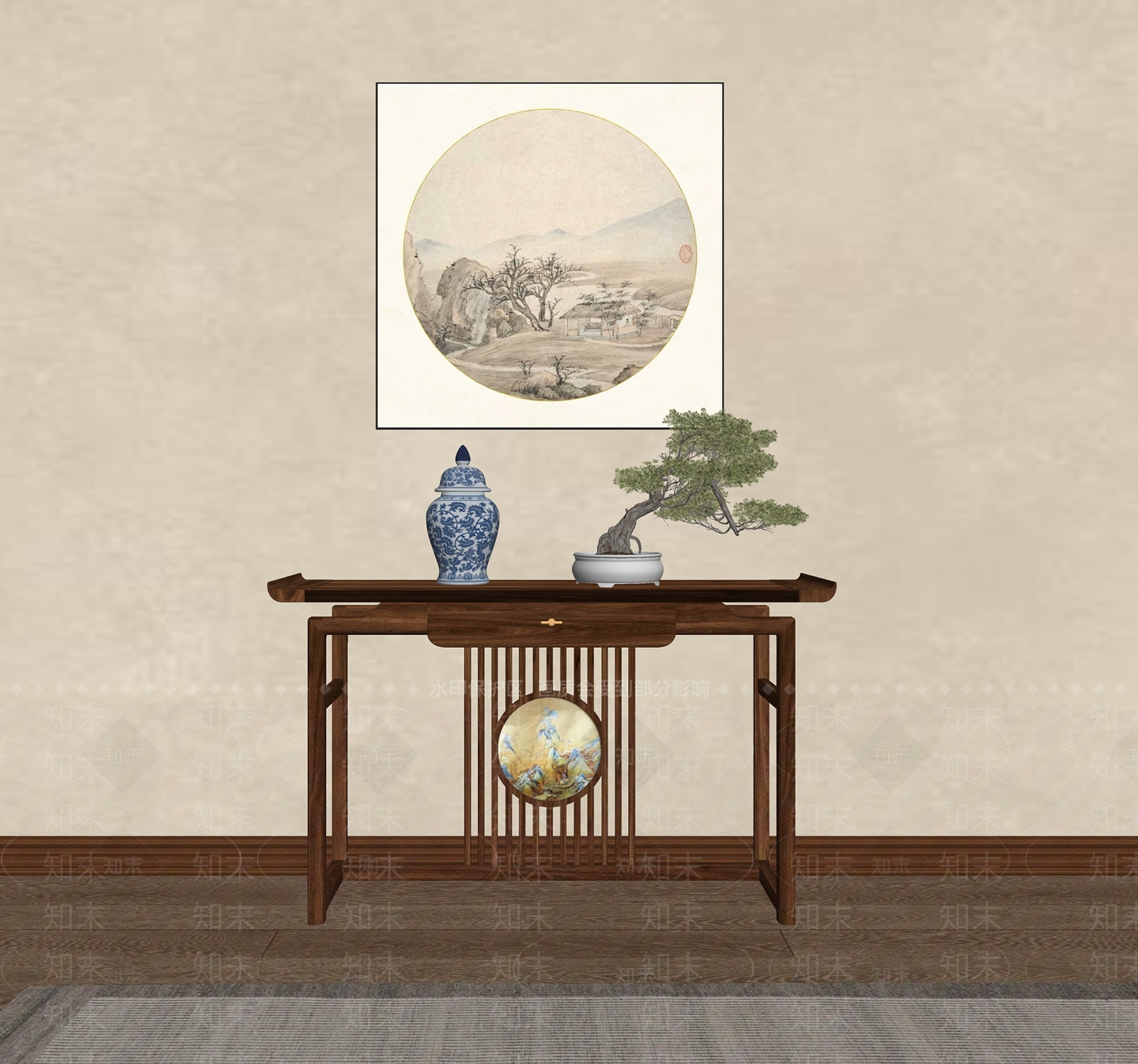 新中式条案SU模型下载【ID:1204616739】
